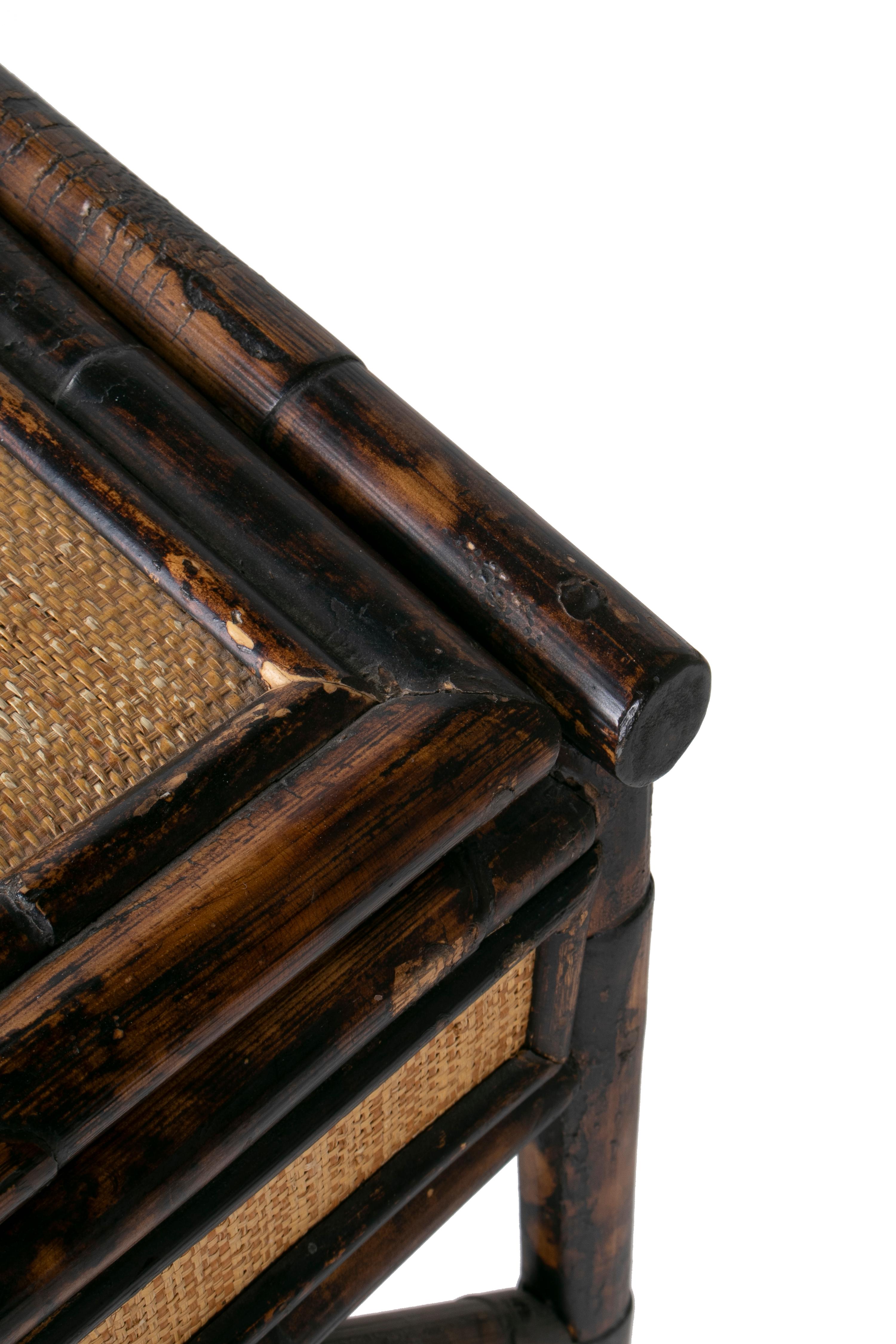 1980s Spanish Bamboo and Rattan Writing Desk 8