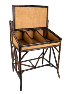 1980s Spanish Bamboo and Rattan Writing Desk