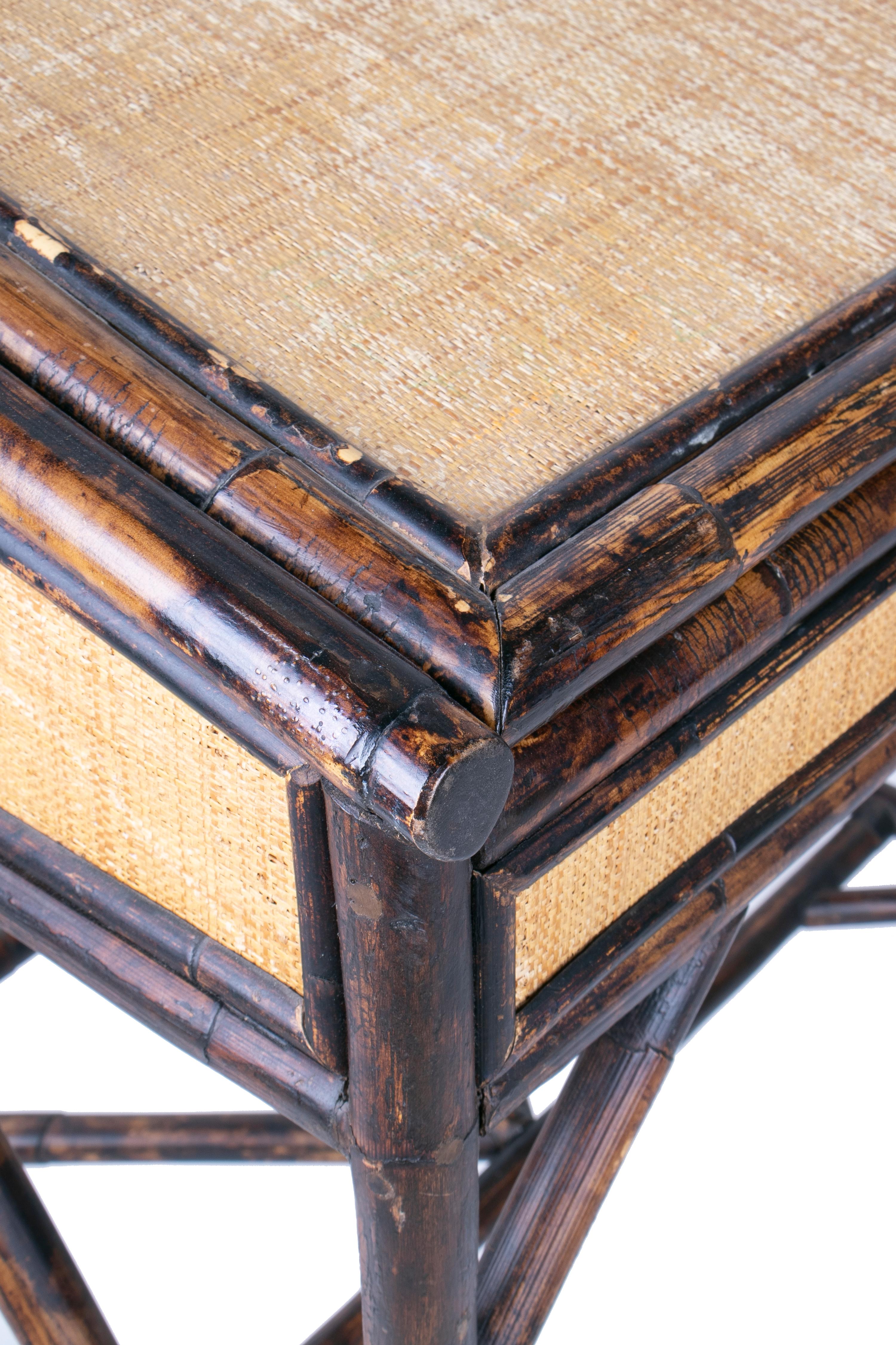 1980s Spanish Bamboo and Rattan Writing Desk 4