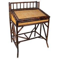 1980s Spanish Bamboo and Rattan Writing Desk