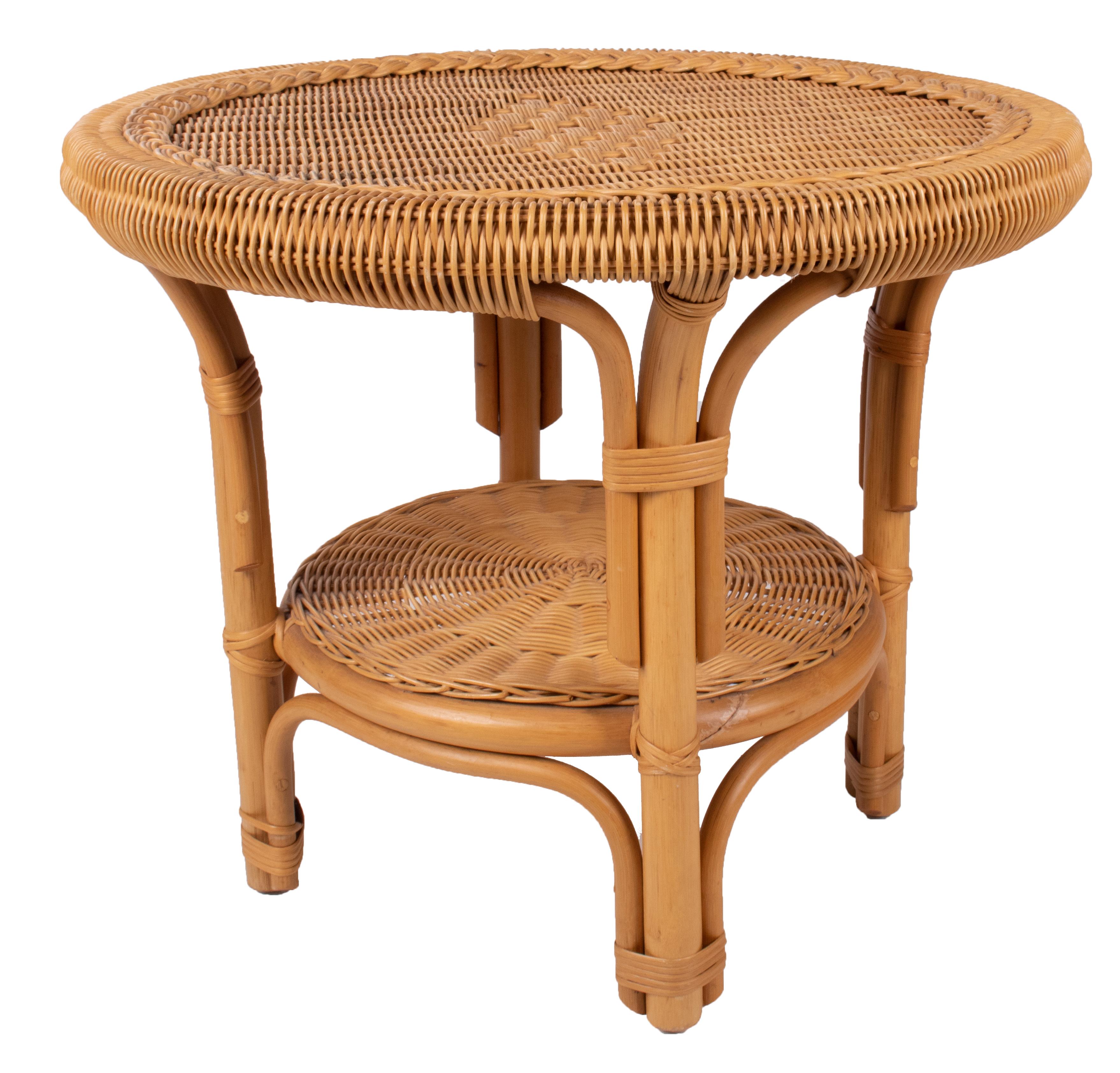 round wicker side table