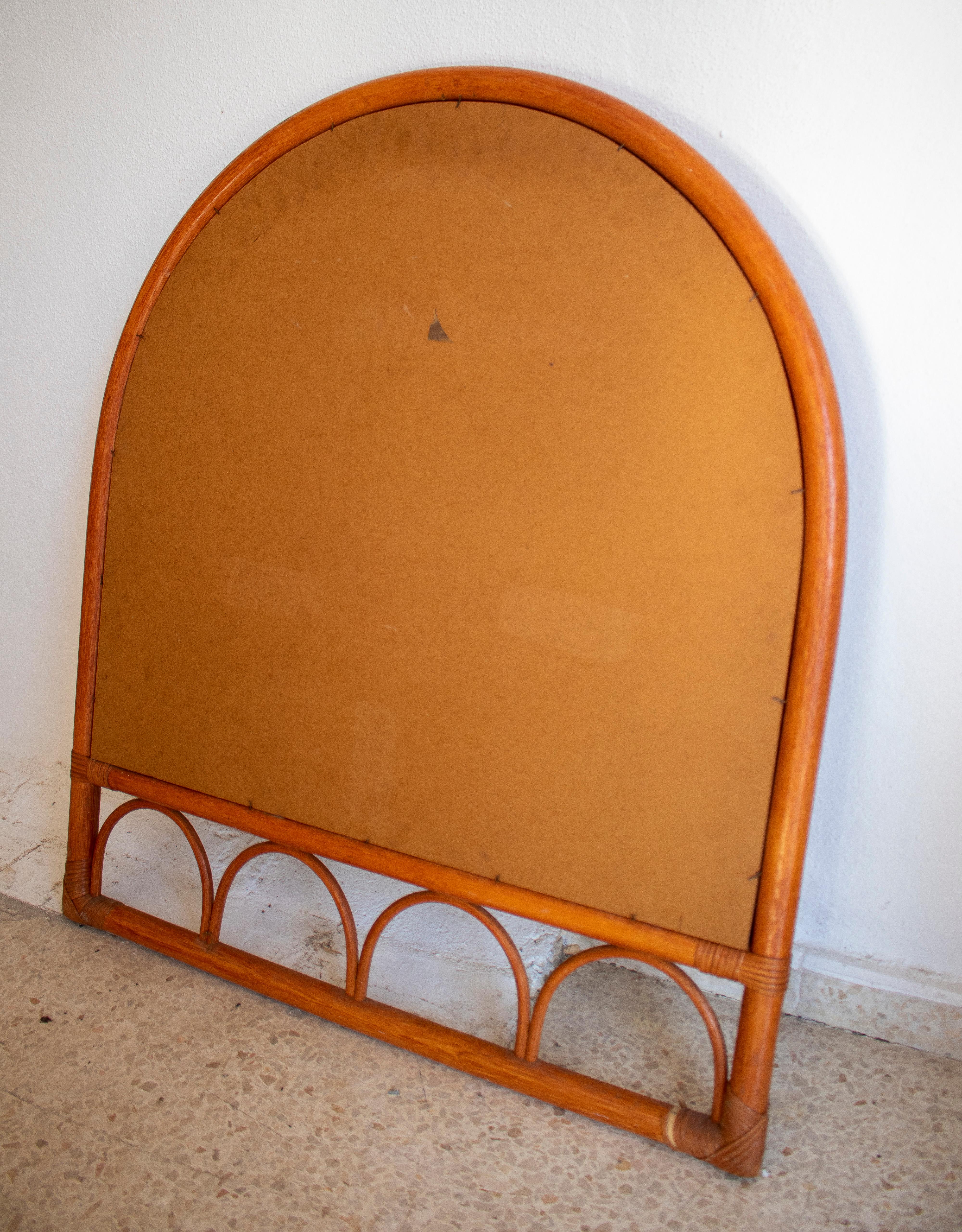 1980s Spanish Bamboo Arched Mirror For Sale 1