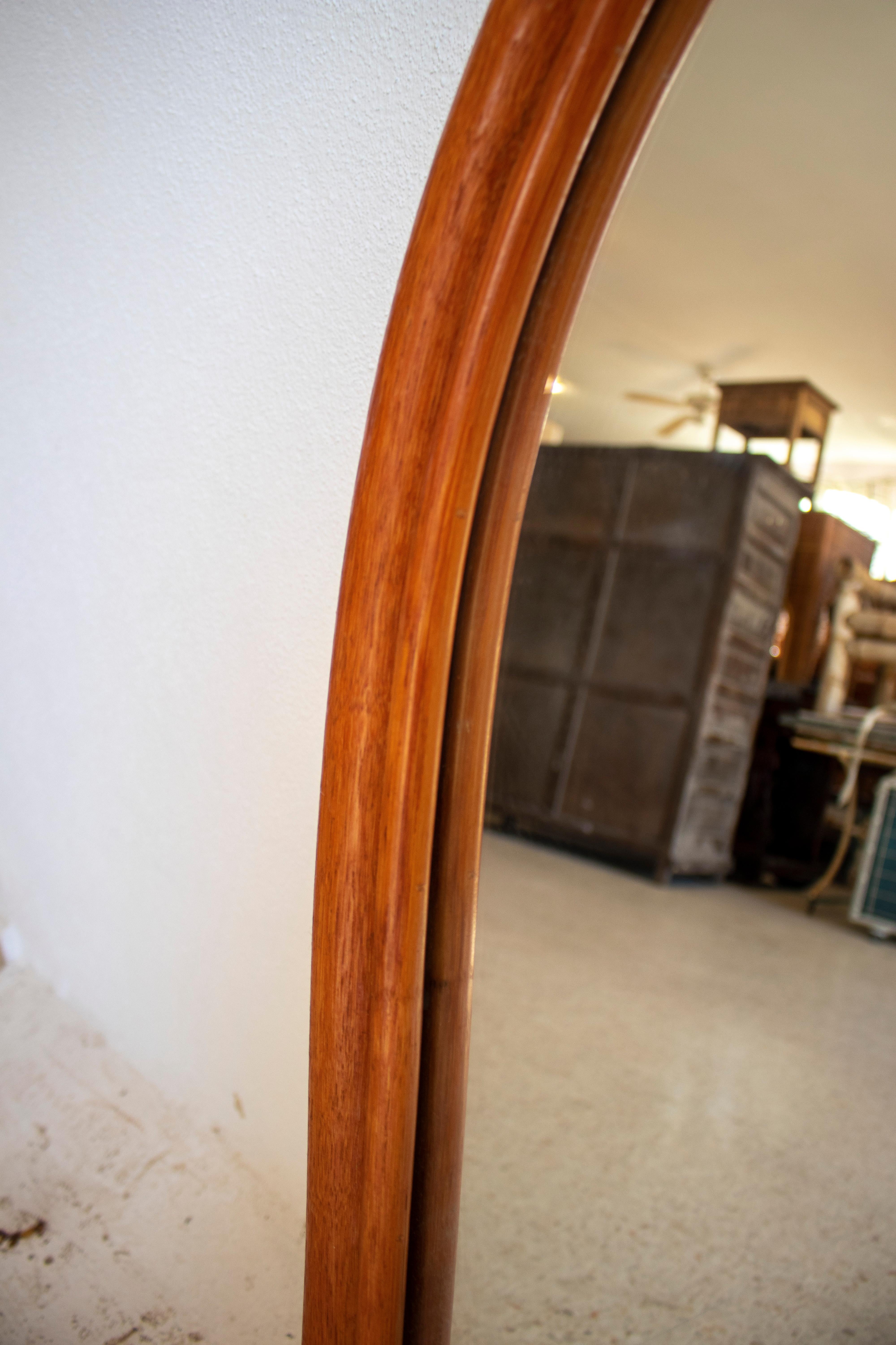 1980s Spanish Bamboo Arched Mirror For Sale 4
