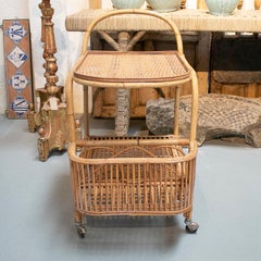 1980s Spanish Bamboo Minibar Trolley