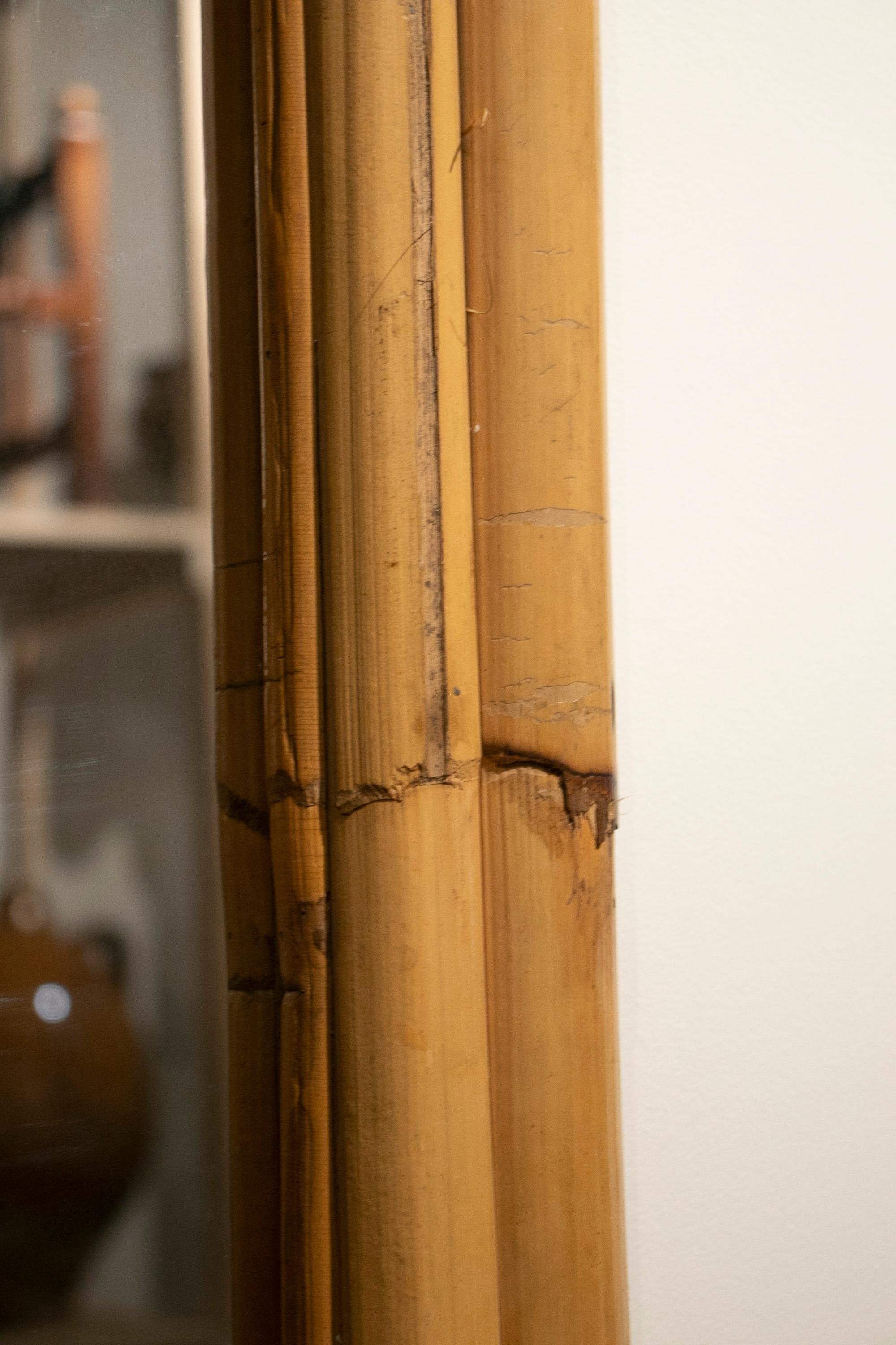 1980s Spanish Bamboo Rectangular Wall Mirror 7