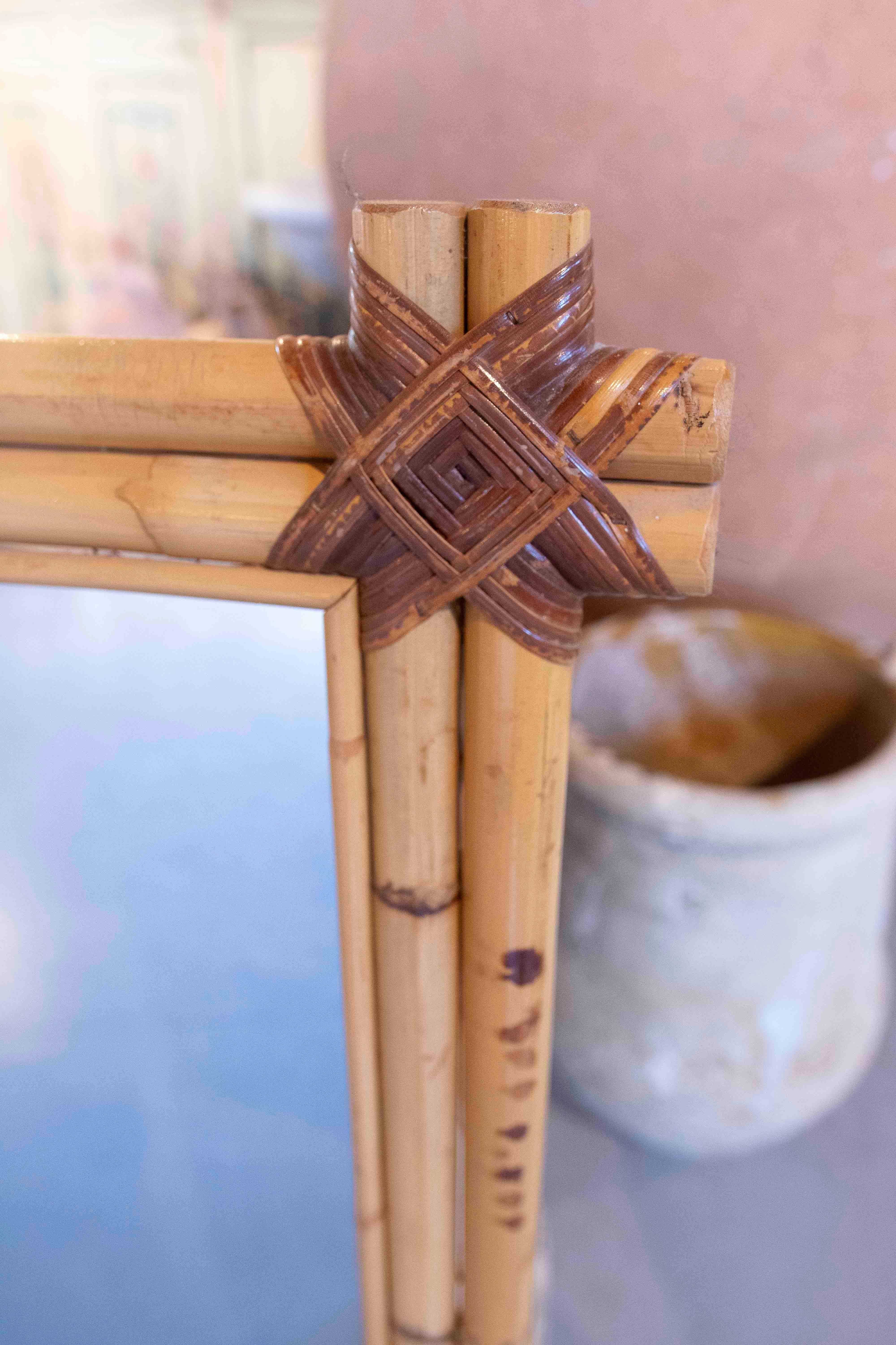 1980s Spanish Bamboo Rectangular Wall Mirror  For Sale 8