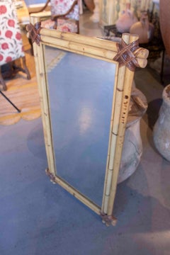 1980s Spanish Bamboo Rectangular Wall Mirror