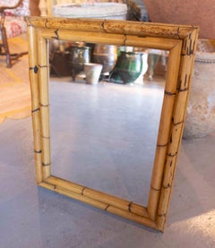 1980s Spanish Bamboo Rectangular Wall Mirror