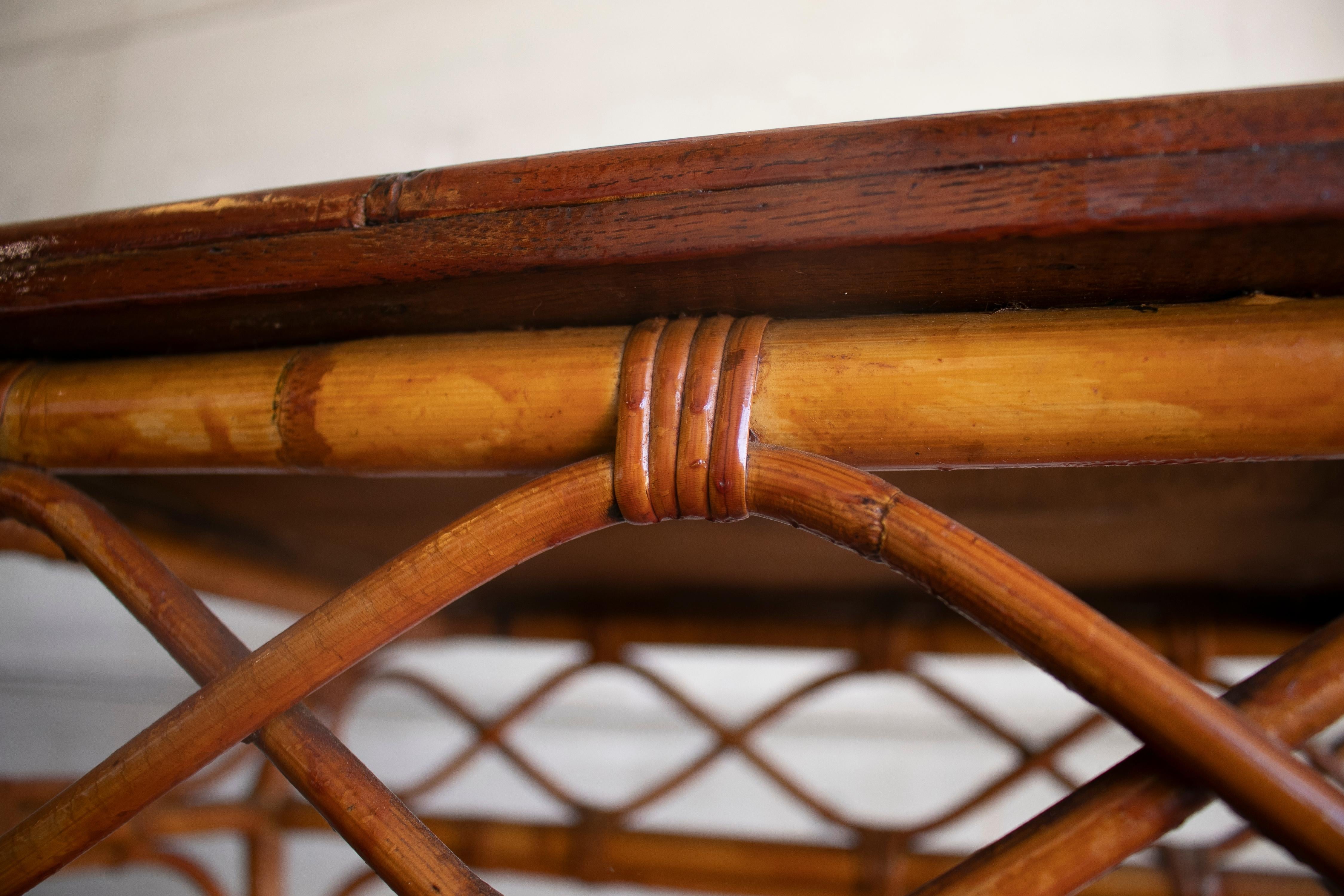 1980s Spanish Bamboo Side Table For Sale 9