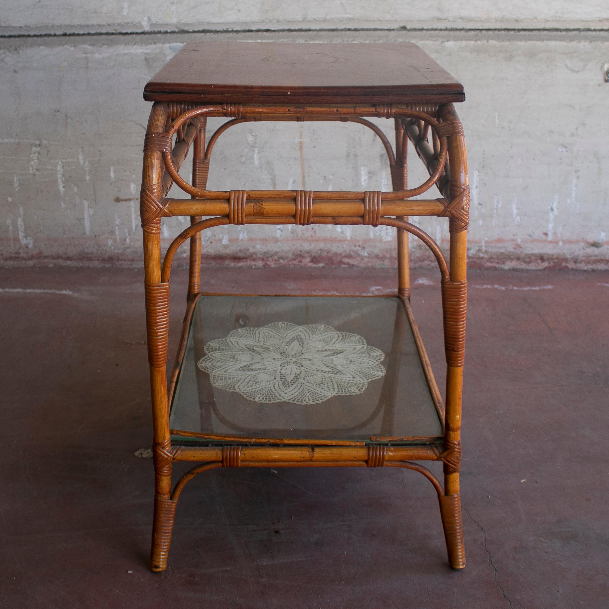 20th Century 1980s Spanish Bamboo Side Table For Sale