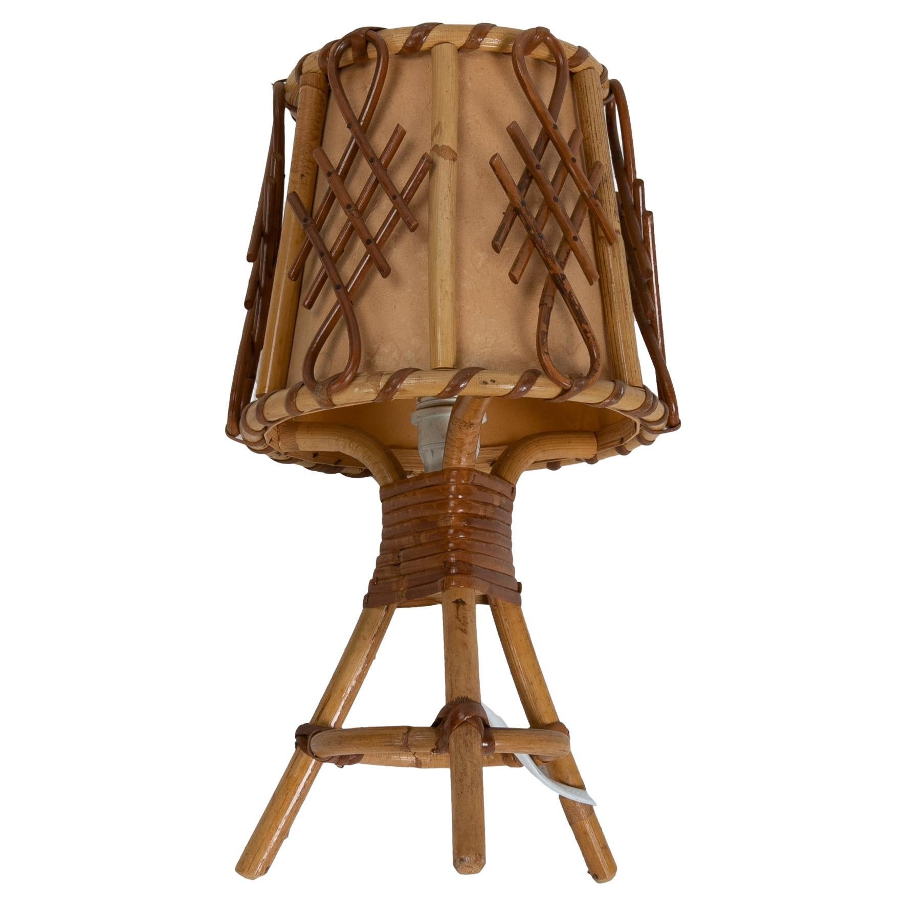 1980s Spanish Bamboo Table Lamp