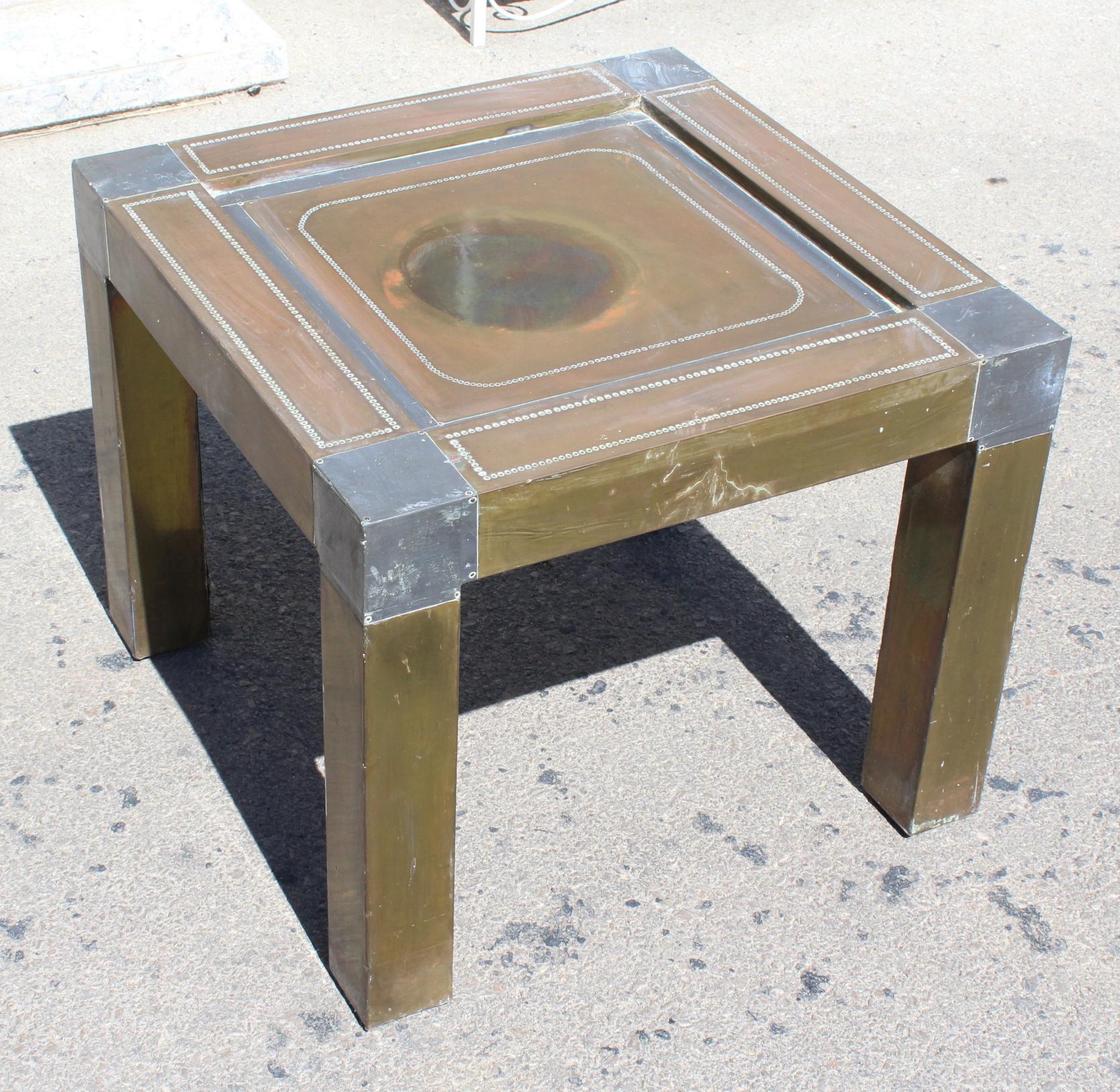 1980s Spanish Brass Side Table In Good Condition For Sale In Marbella, ES