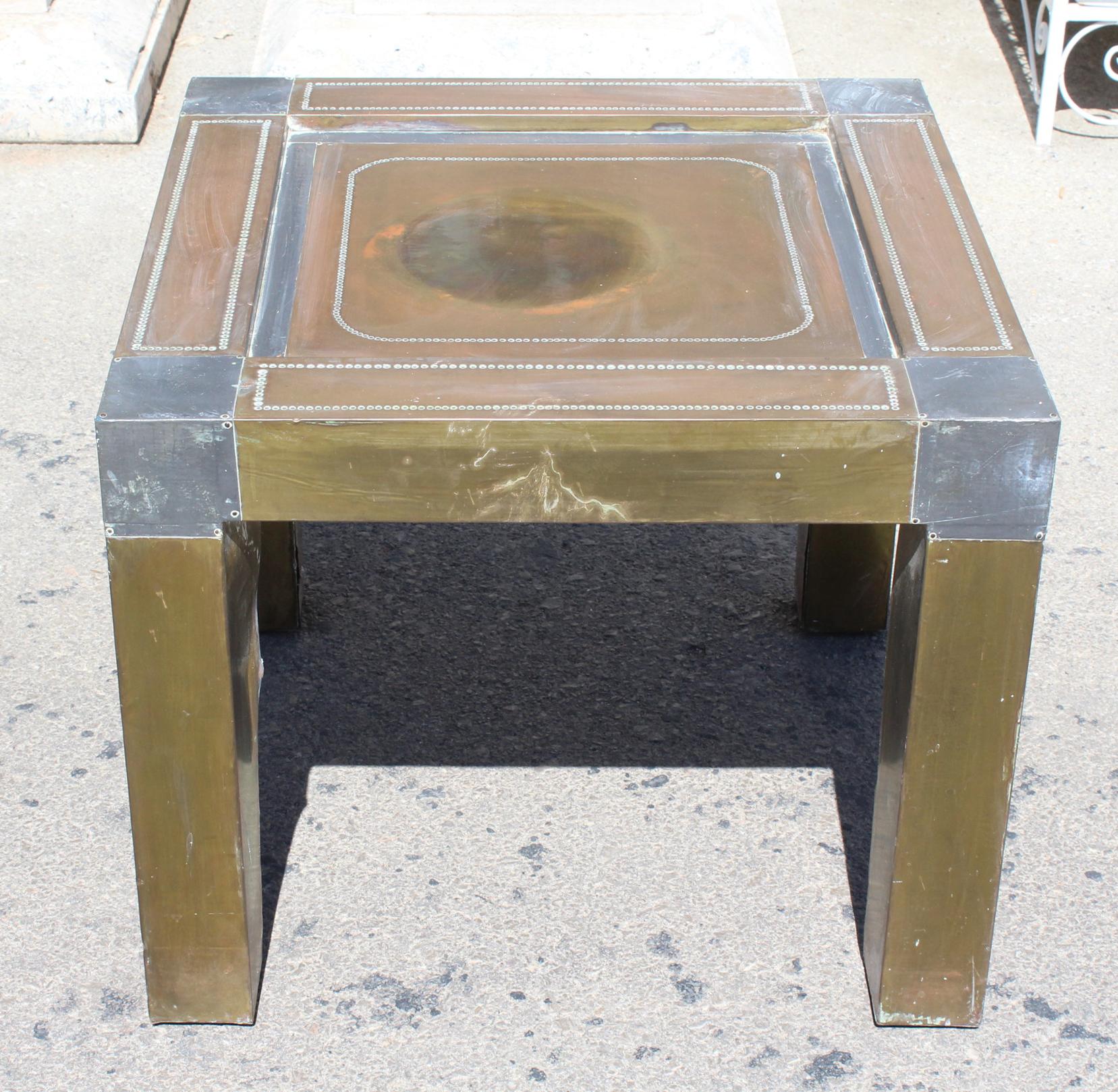 20th Century 1980s Spanish Brass Side Table For Sale