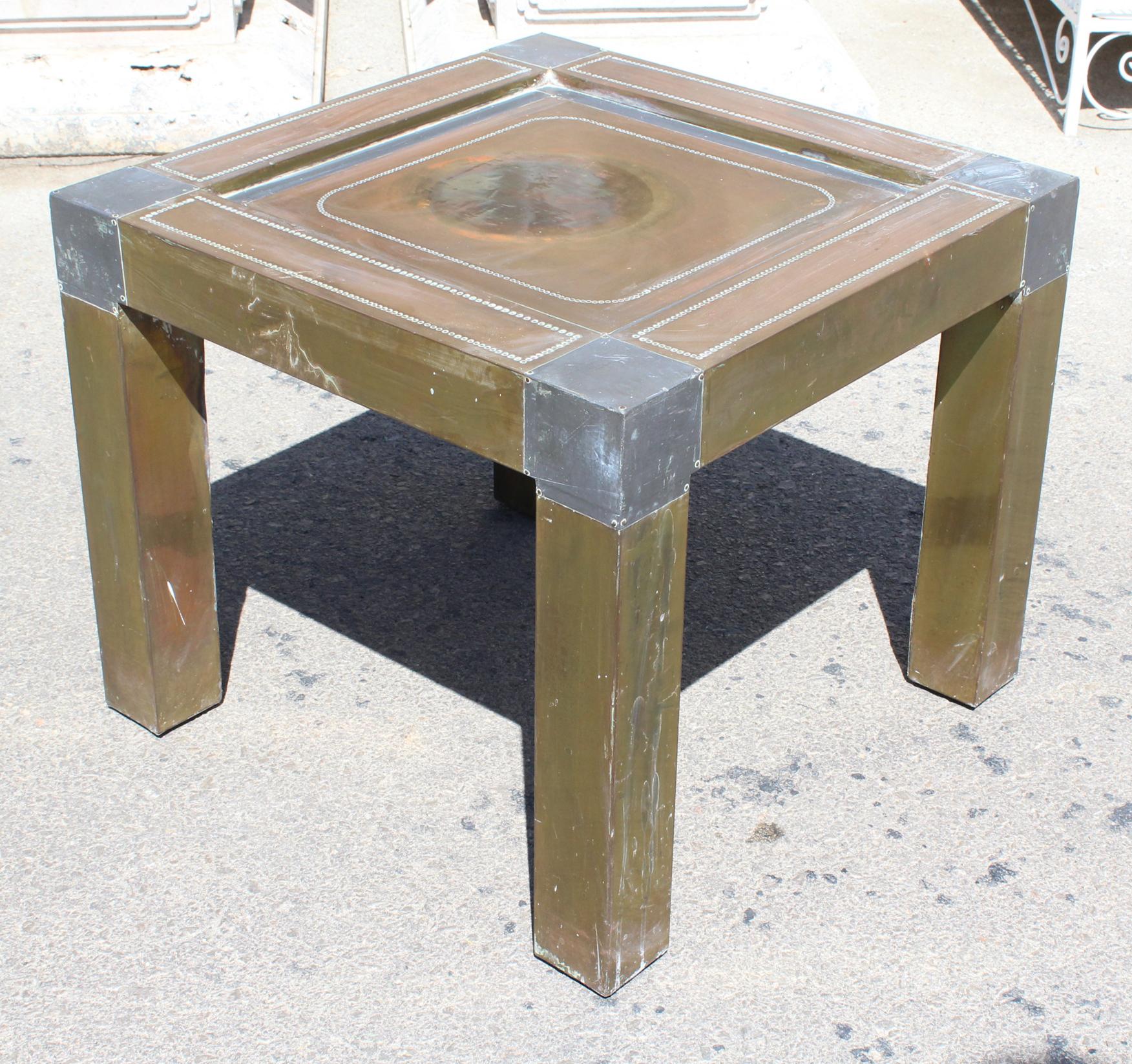 Bronze 1980s Spanish Brass Side Table For Sale