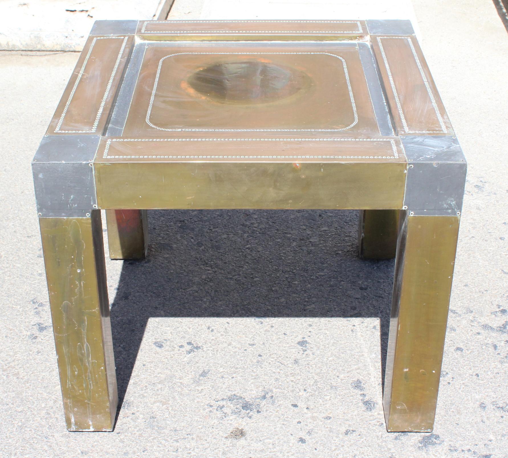 1980s Spanish Brass Side Table For Sale 1