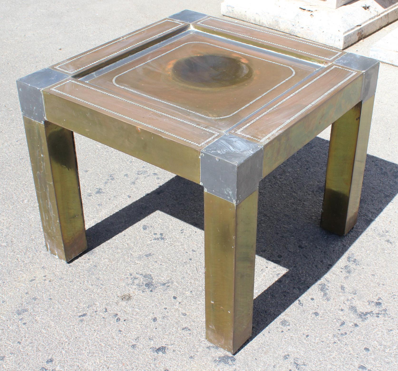 1980s Spanish Brass Side Table For Sale 2