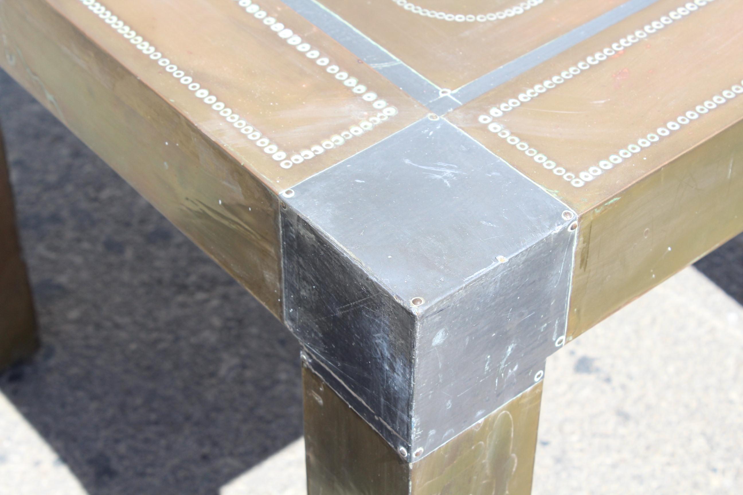 1980s Spanish Brass Side Table For Sale 3