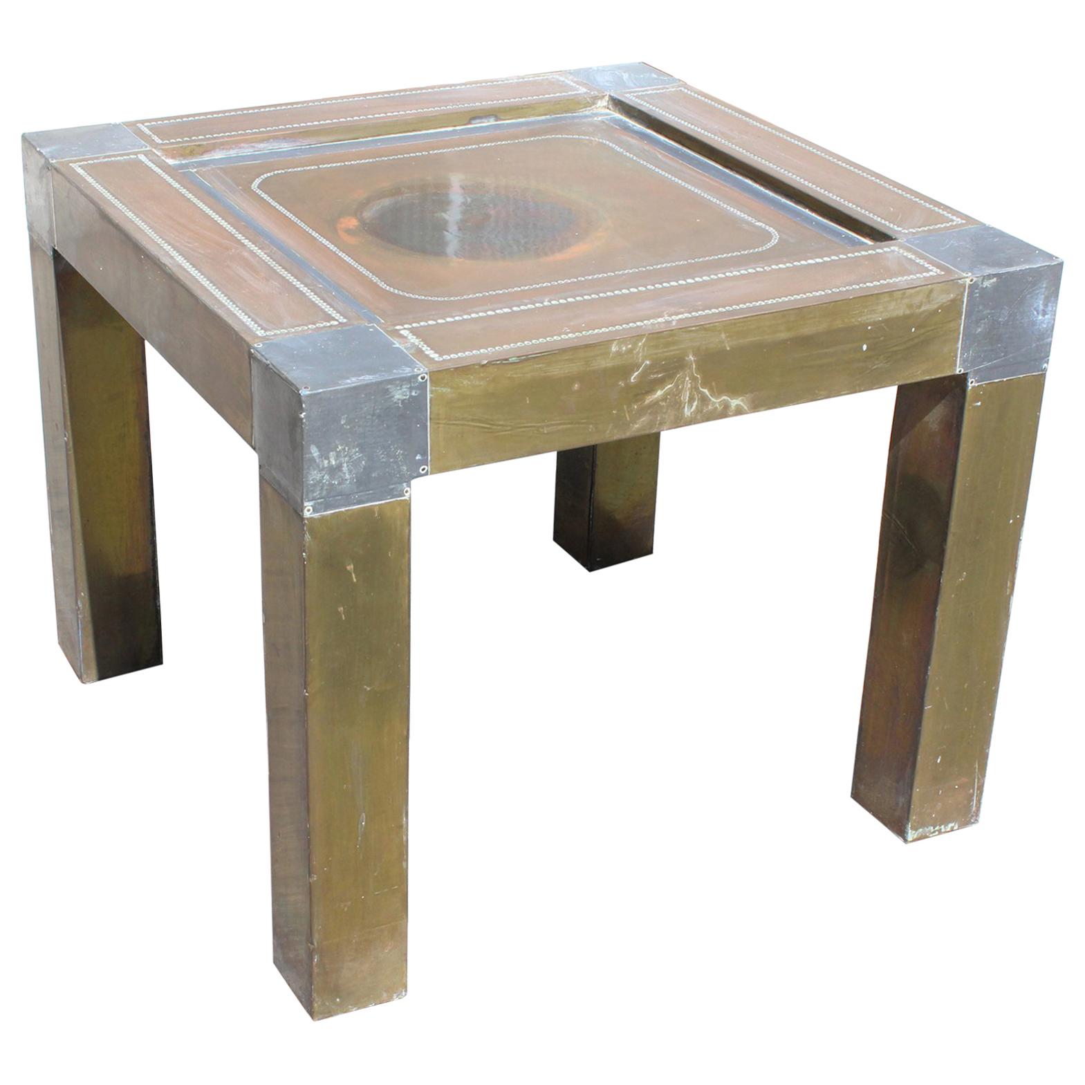 1980s Spanish Brass Side Table