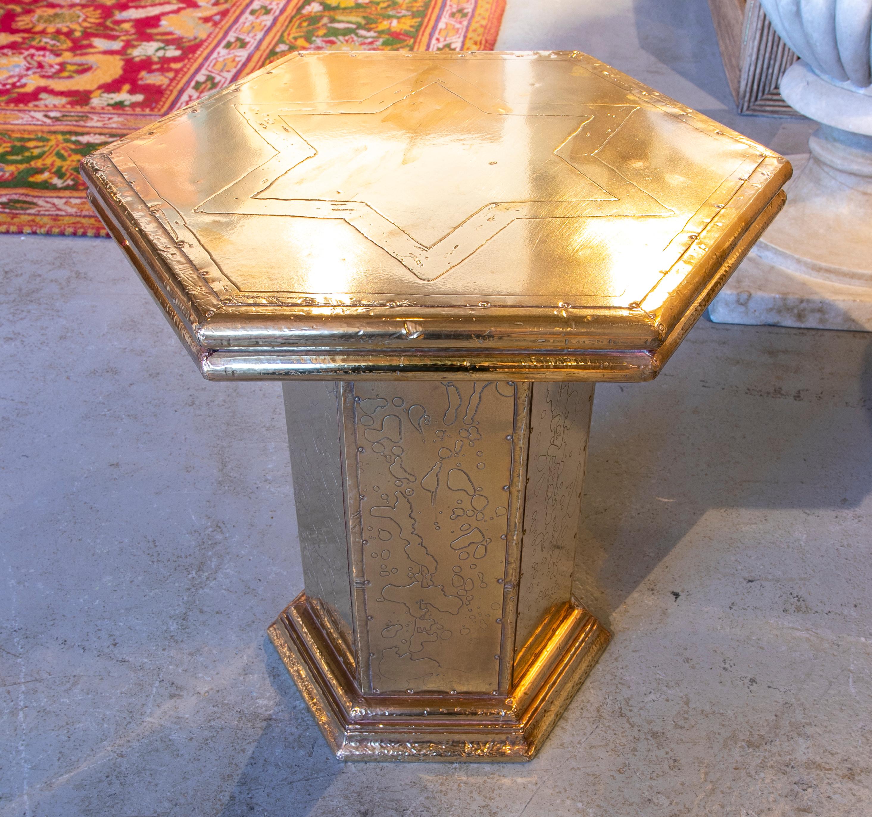 1980s Spanish Bronze Octagonal Side Table 12