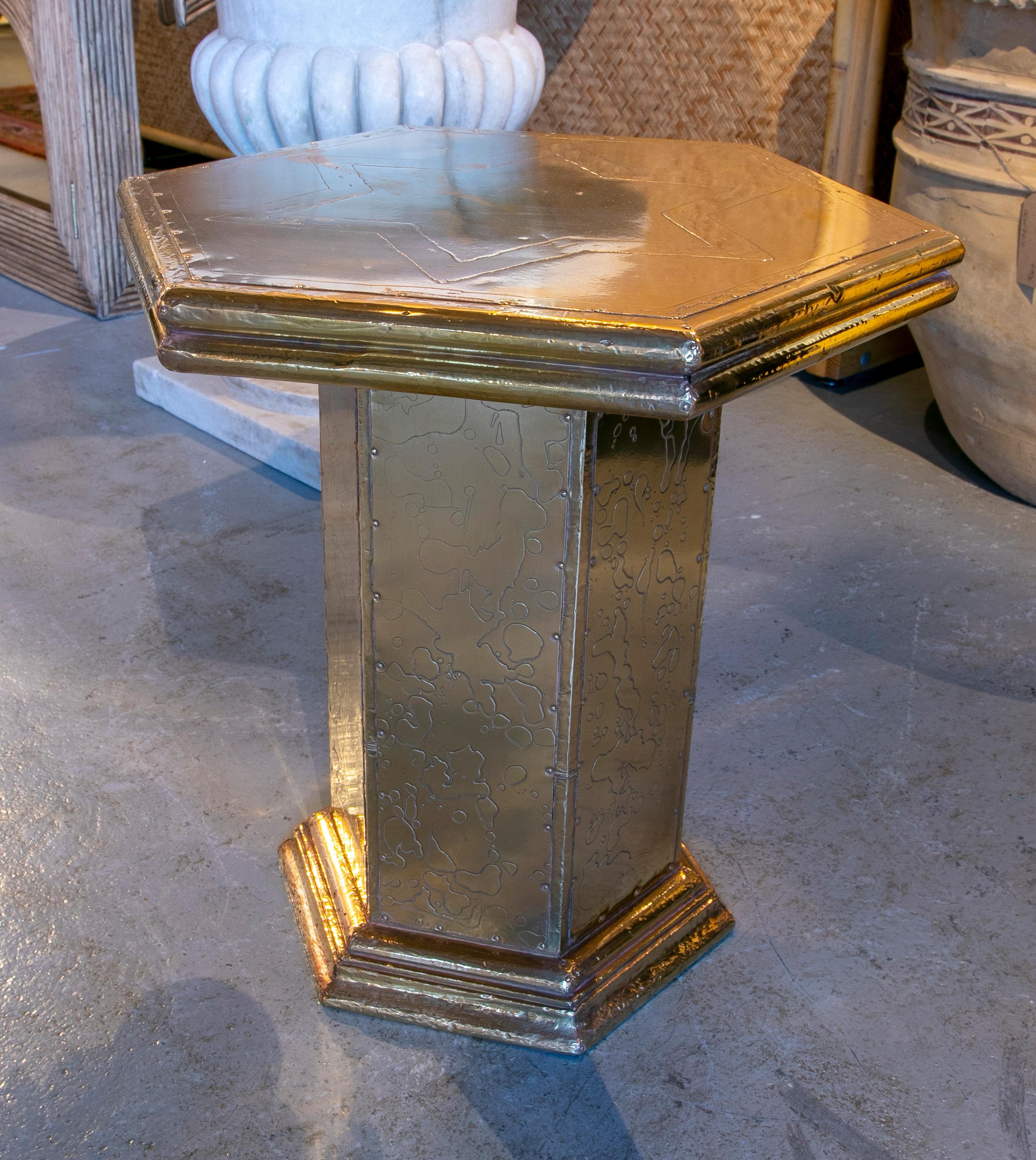 20th Century 1980s Spanish Bronze Octagonal Side Table