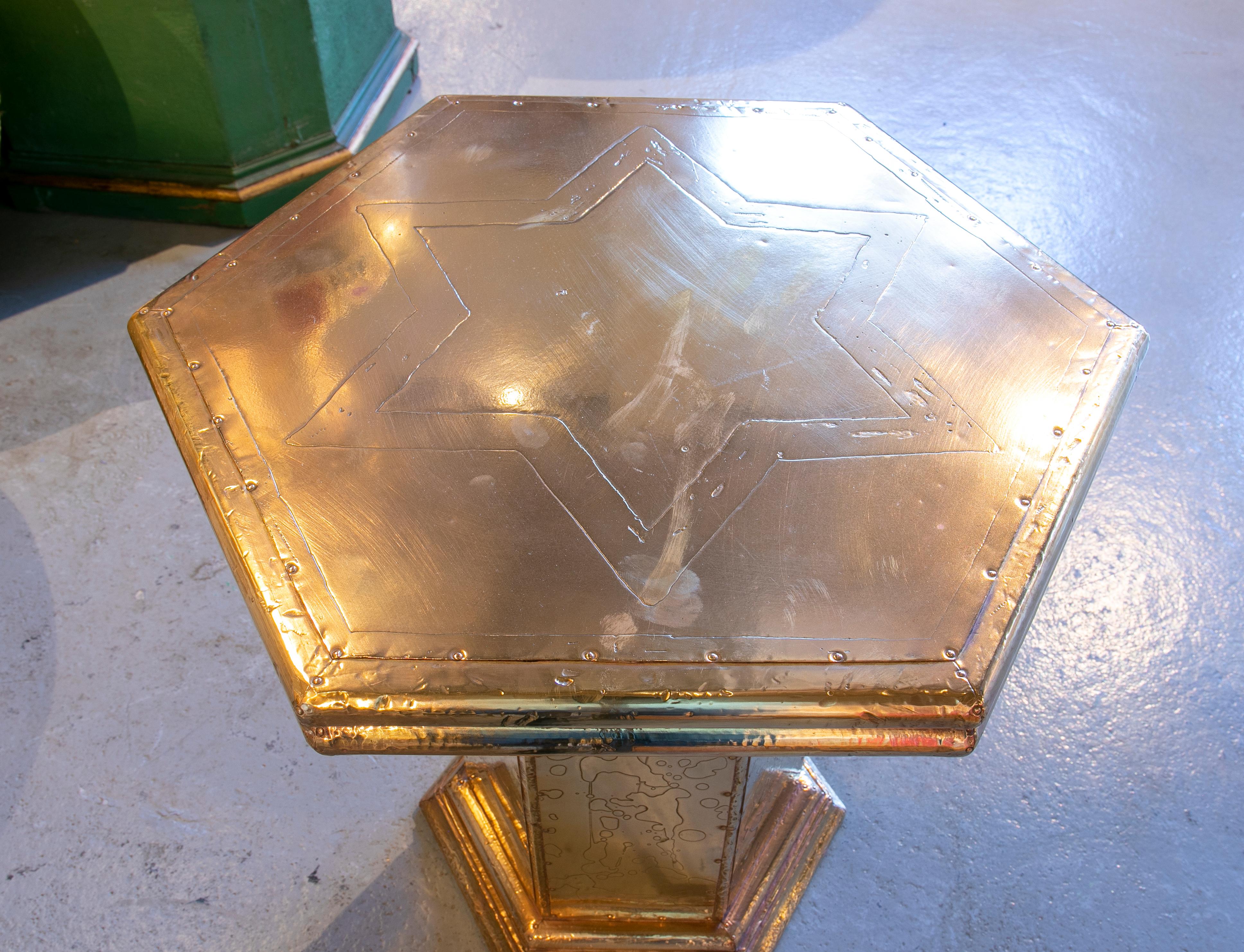 1980s Spanish Bronze Octagonal Side Table 5