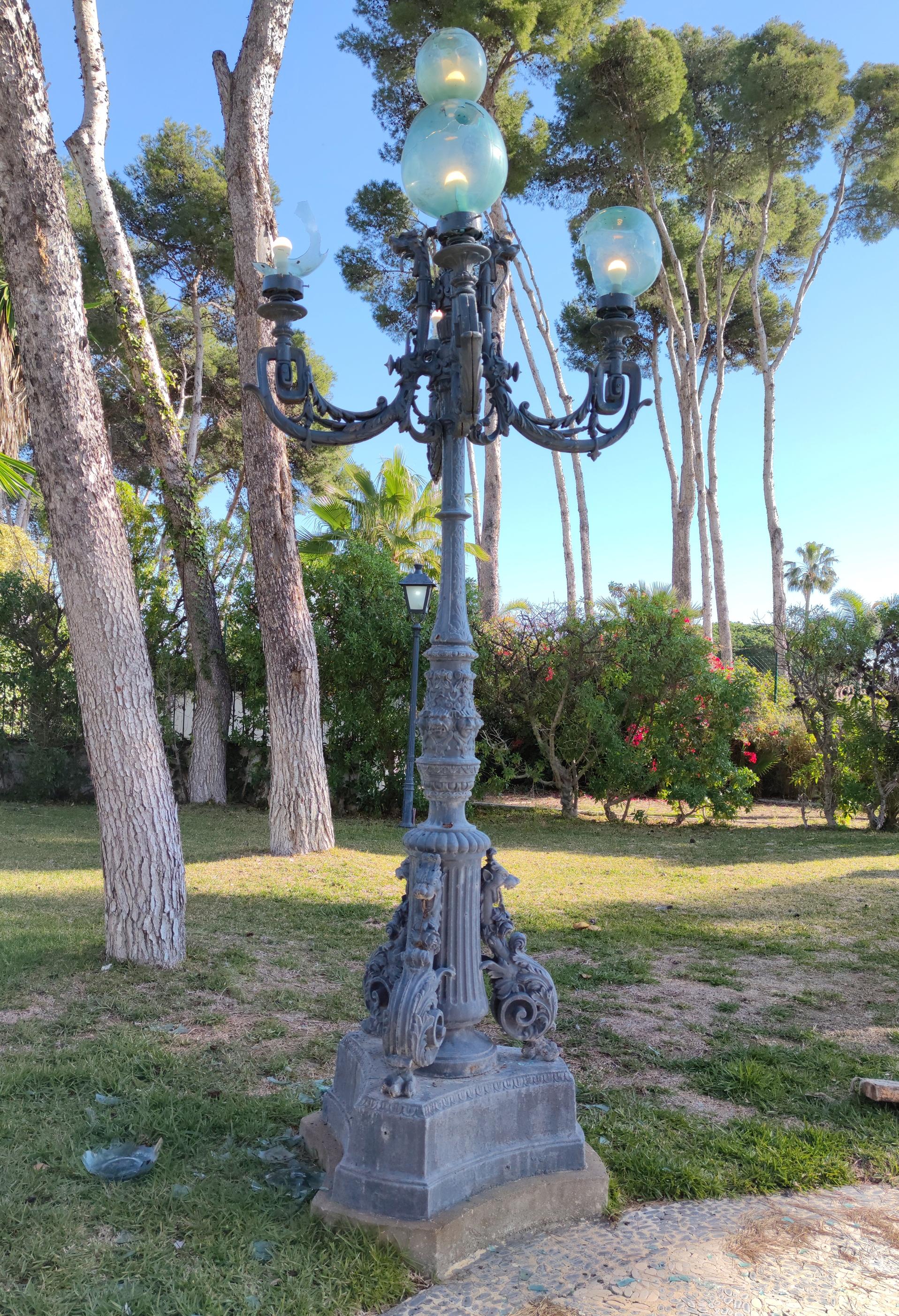 Late 20th Century 1980s Spanish Cast Iron Four-Arm Street Lamp