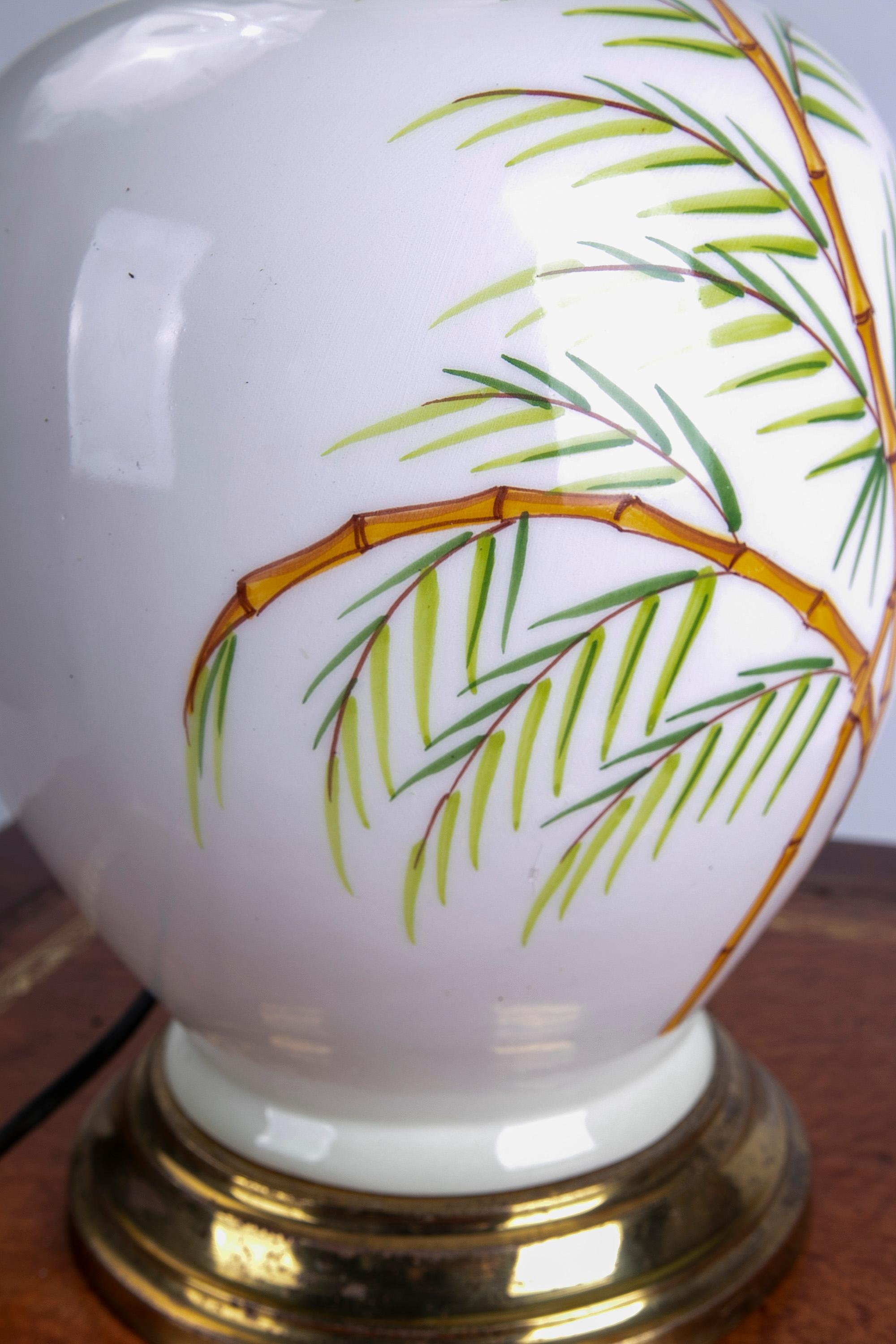 1980s Spanish Ceramic Lamp with Hand-Painted Palm Trees For Sale 5
