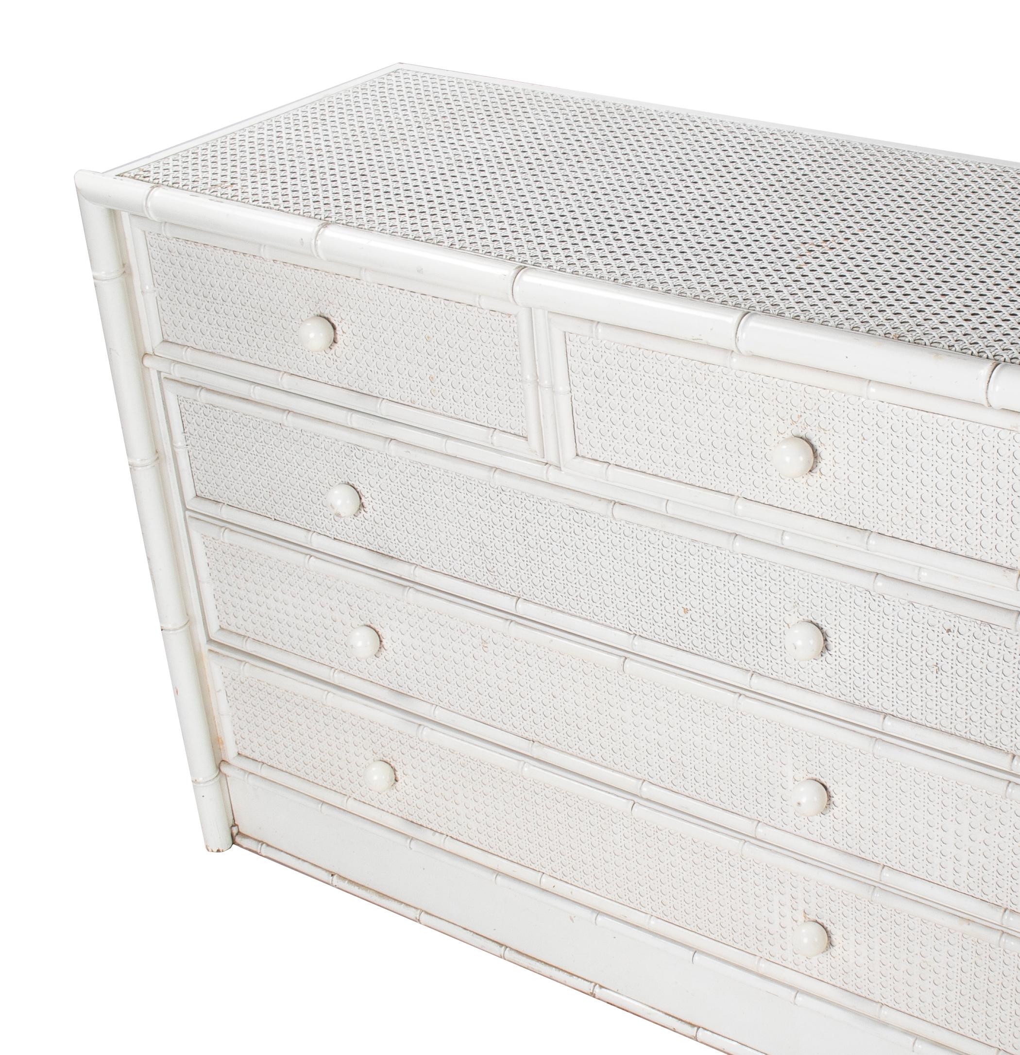 white rattan chest of drawers