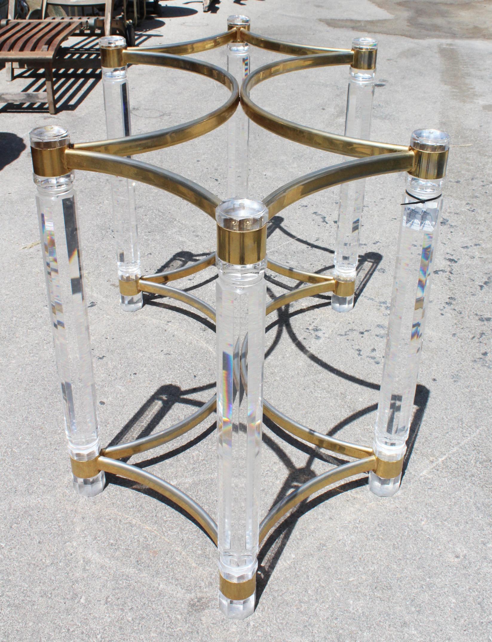 20th Century 1980s Spanish Gilded Brass and Methacrylate Dining Table