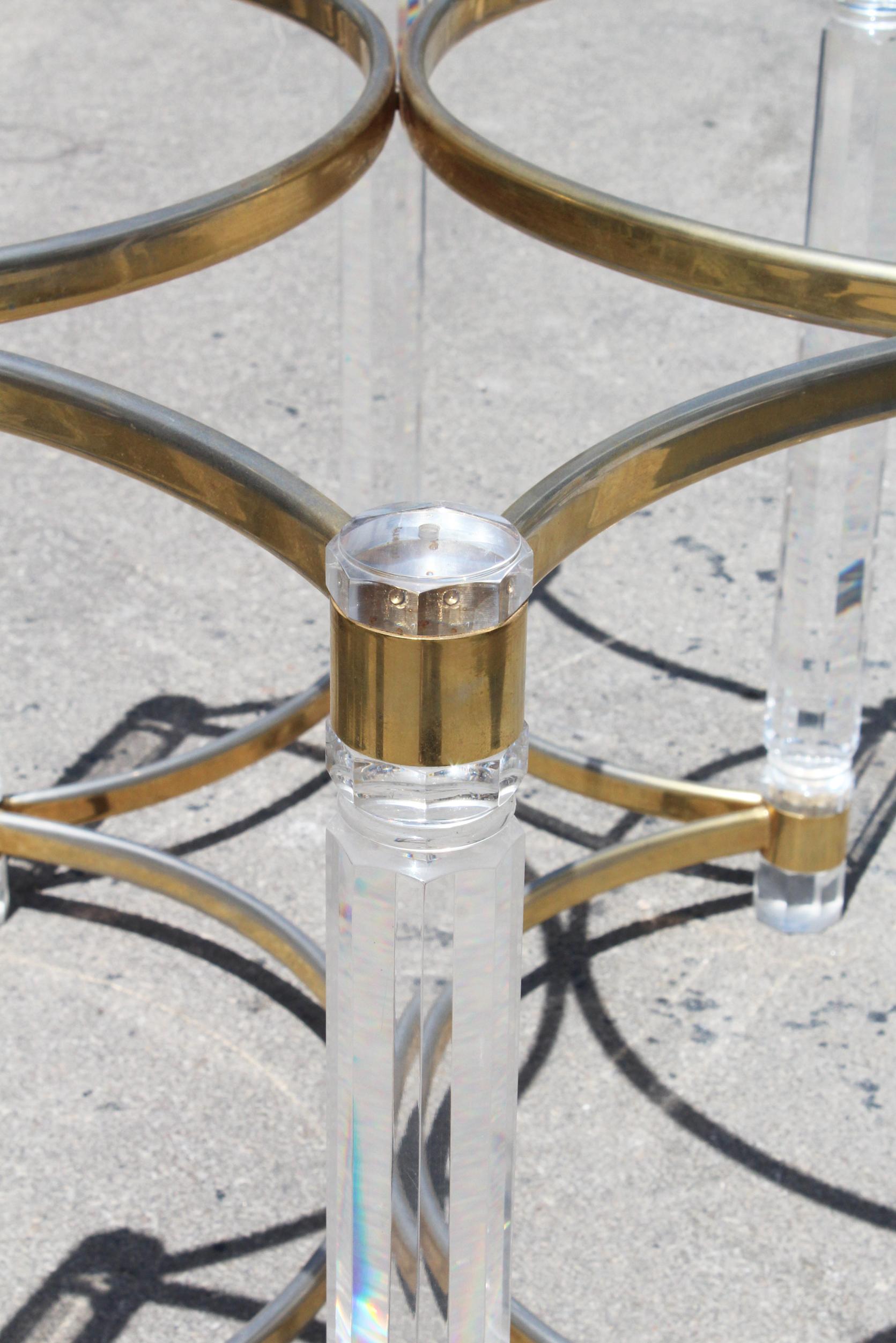 Plexiglass 1980s Spanish Gilded Brass and Methacrylate Dining Table