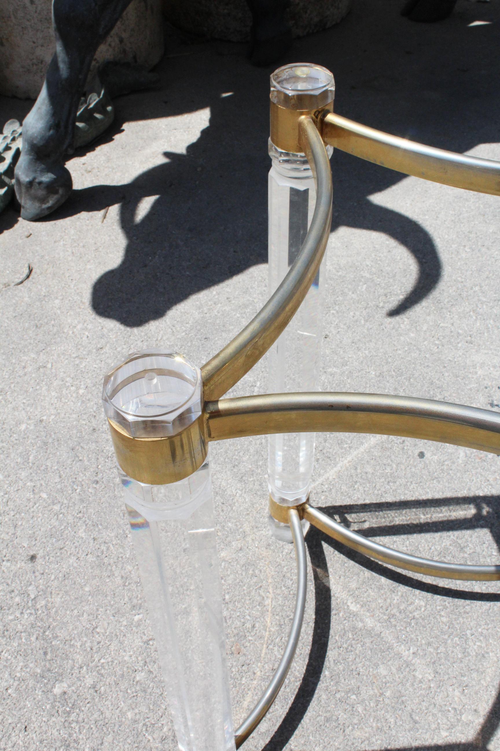 1980s Spanish Gilded Brass and Methacrylate Dining Table 1