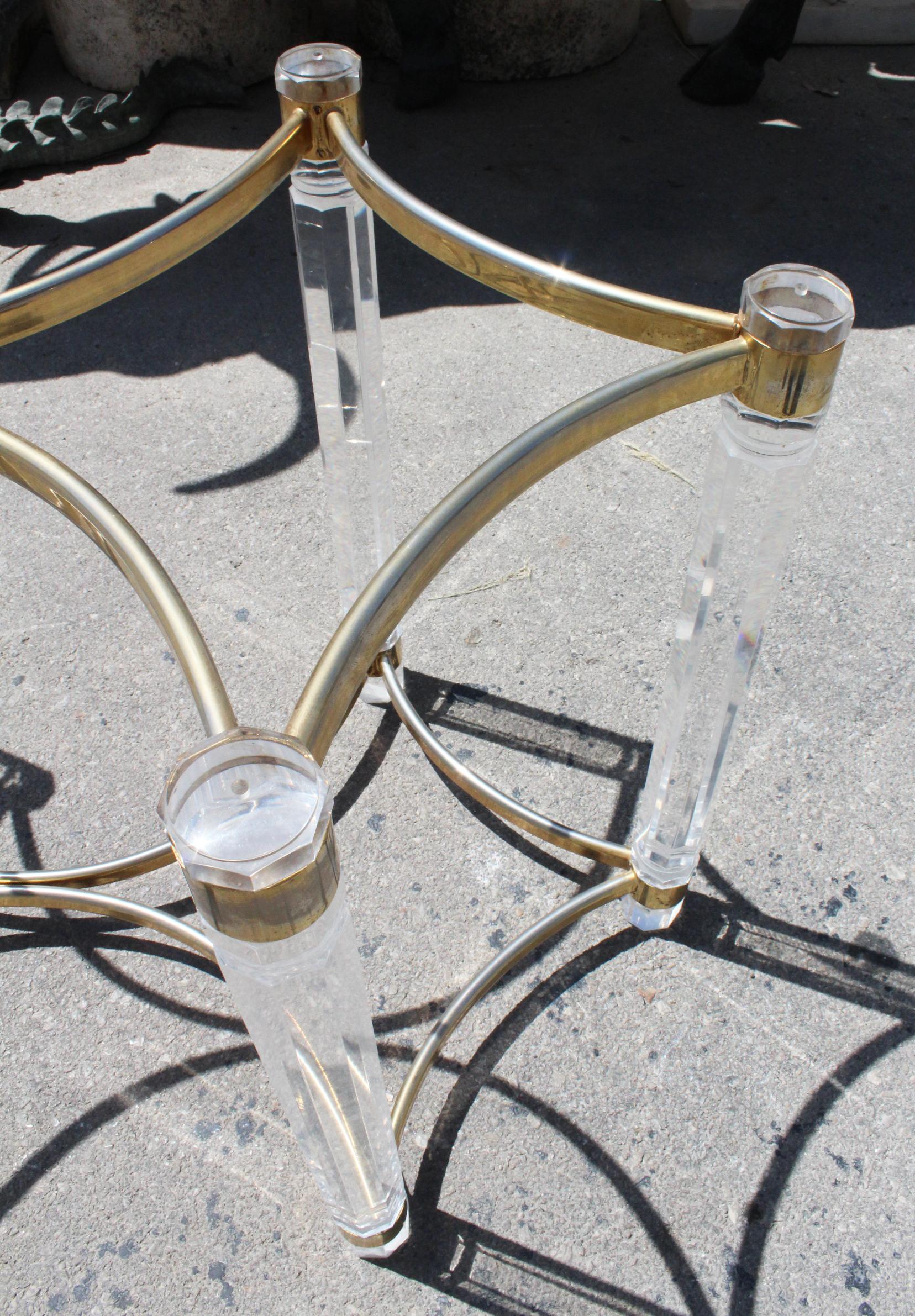 1980s Spanish Gilded Brass and Methacrylate Dining Table 2