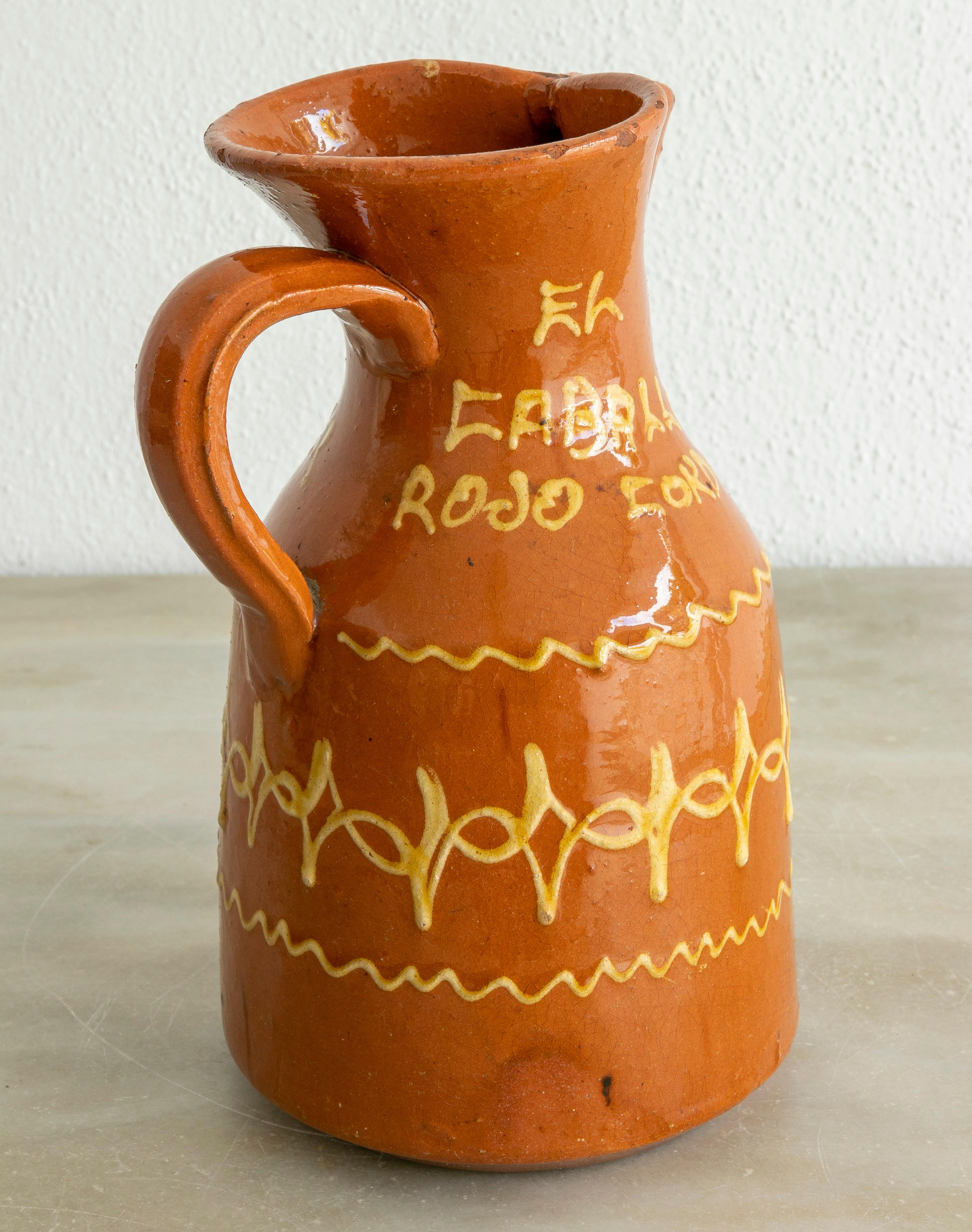 1980s Spanish Glazed Ceramic Jug for Sangria Summer Drink In Good Condition For Sale In Marbella, ES