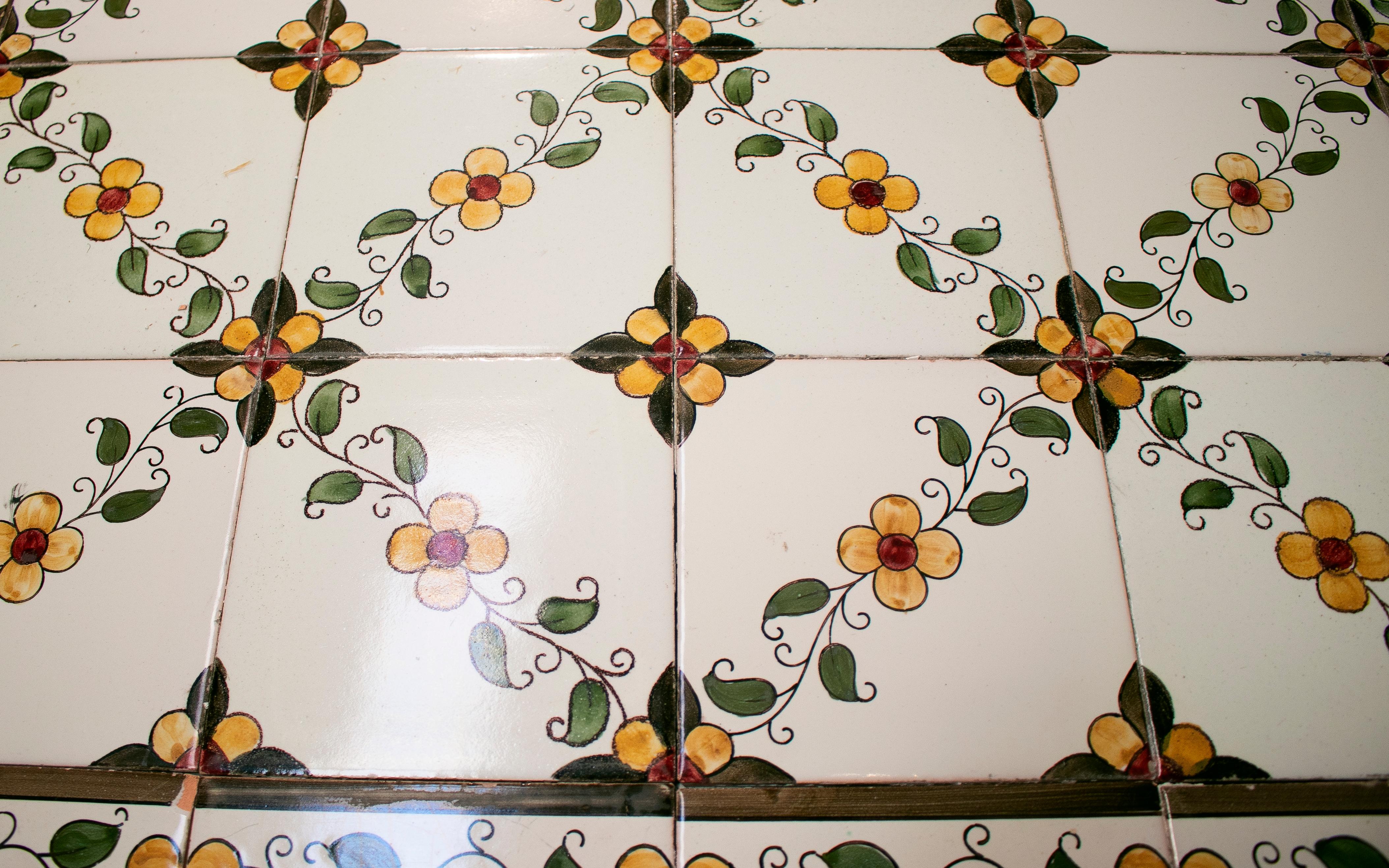 1980s Spanish Glazed Ceramic Top Kitchen Iron Table 1