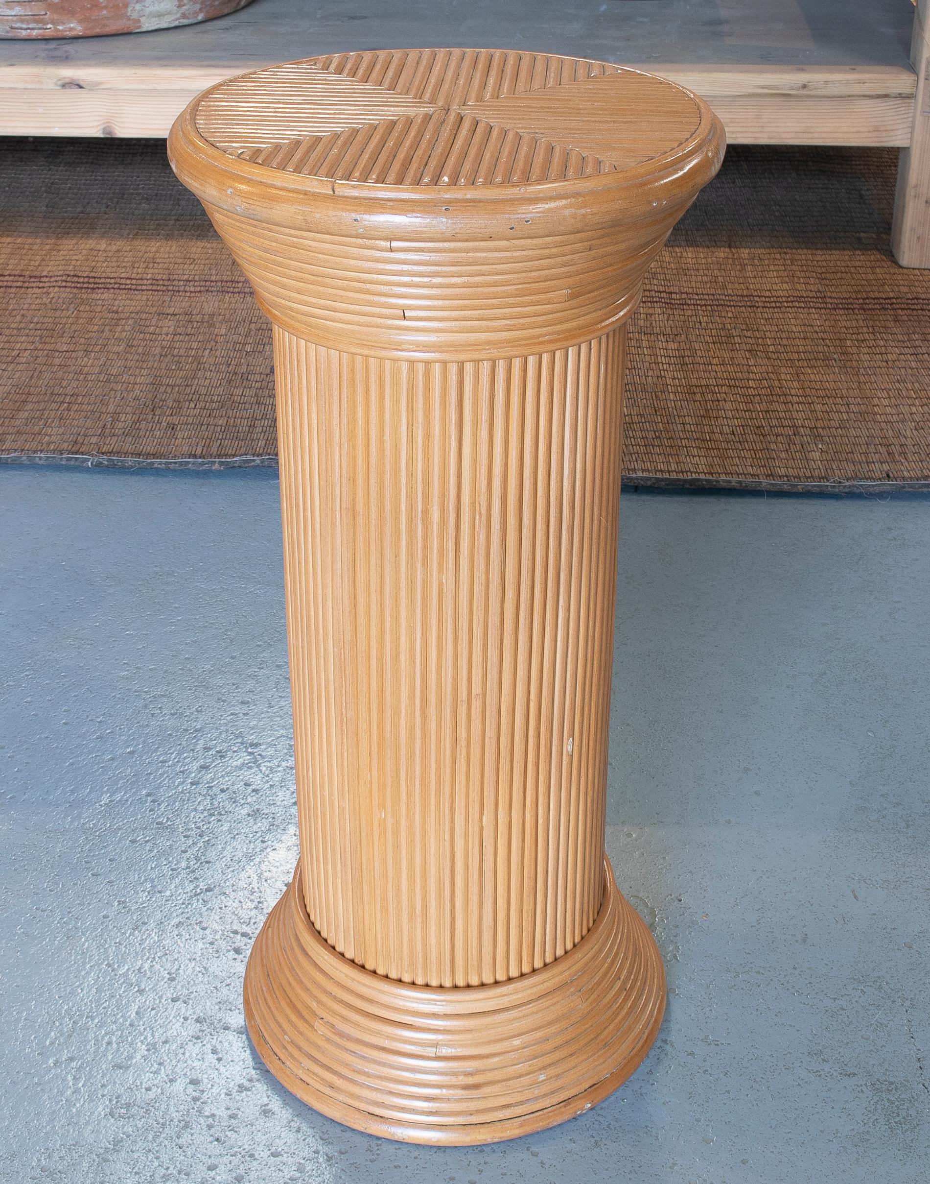 20th Century 1980s Spanish Handmade Wicker Pedestal Base