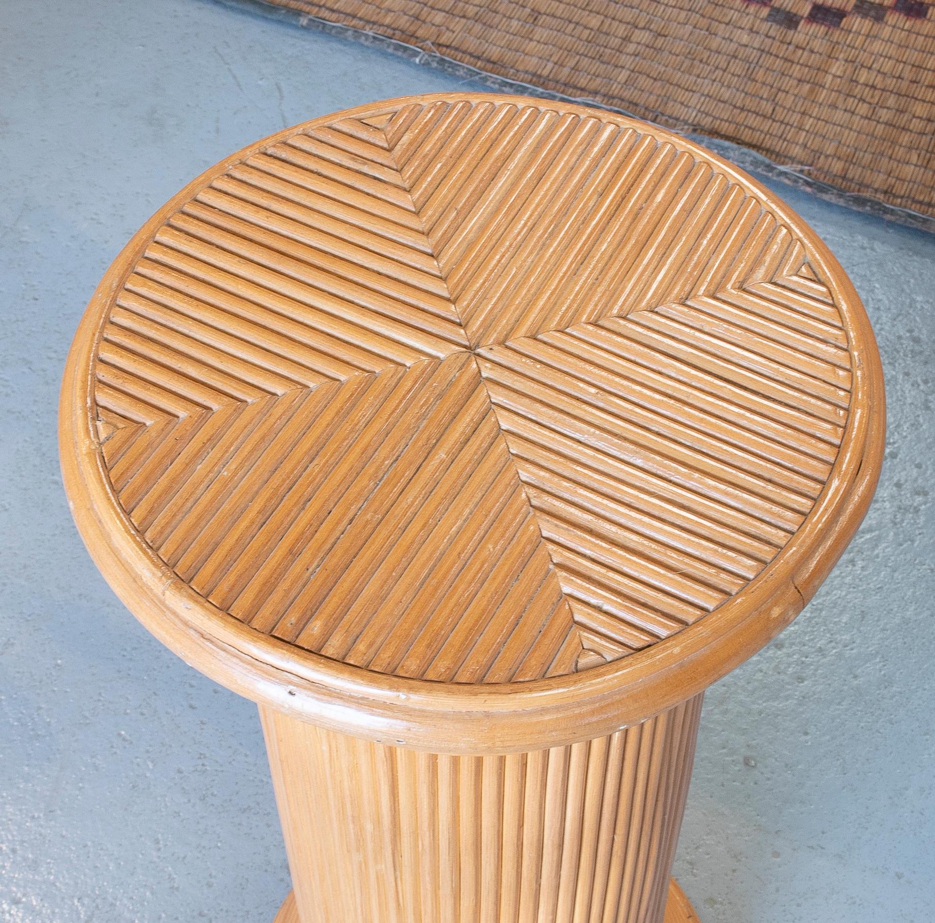 1980s Spanish Handmade Wicker Pedestal Base 1