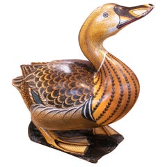 1980s Spanish Hand Painted Wooden Duck