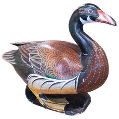 1980s Spanish Hand Painted Wooden Duck