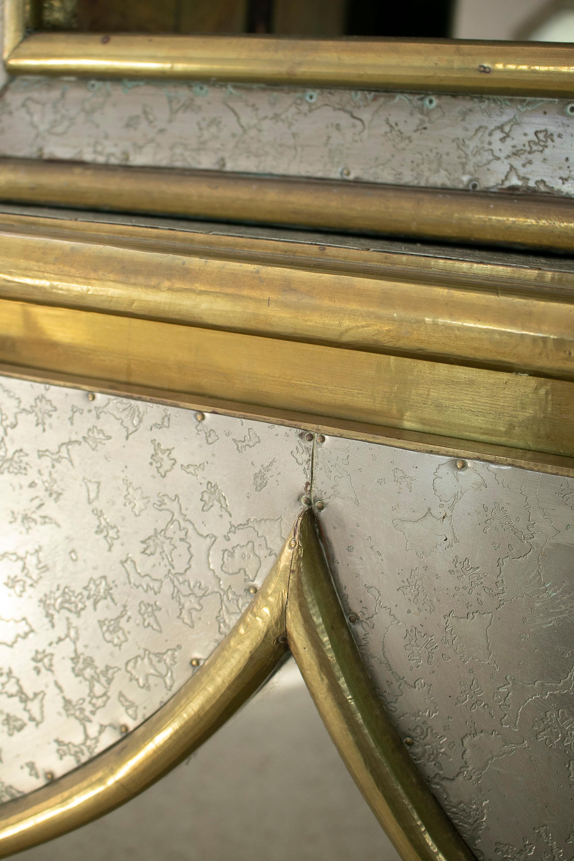 1980s Spanish Handcrafted Two-Tone Bronze Lined Cabinet Signed 