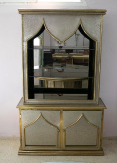 1980s Spanish Handcrafted Two-Tone Bronze Lined Cabinet Signed "González"