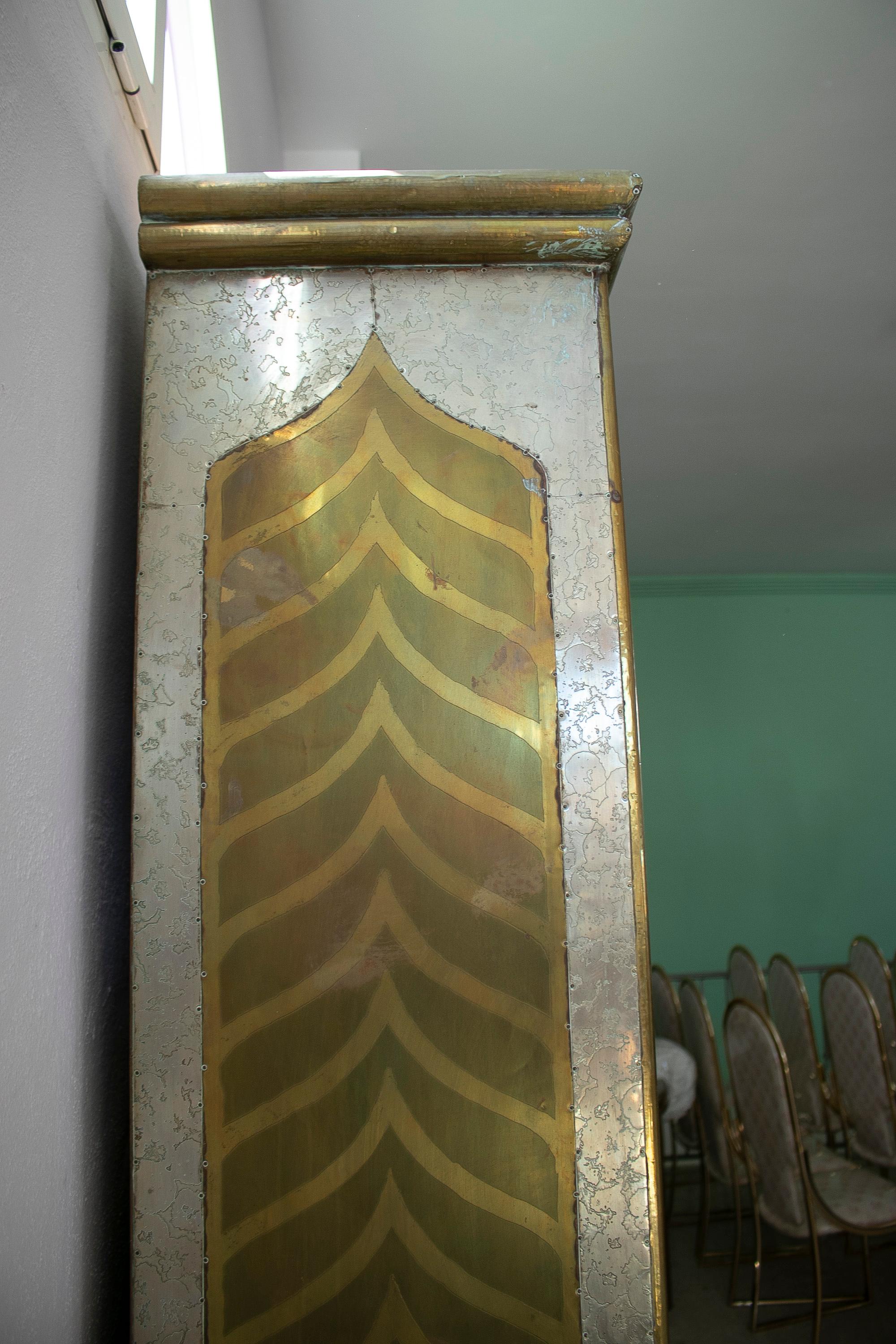 20th Century 1980s Spanish Handcrafted Two-Tone Bronze Lined Cabinet Signed 