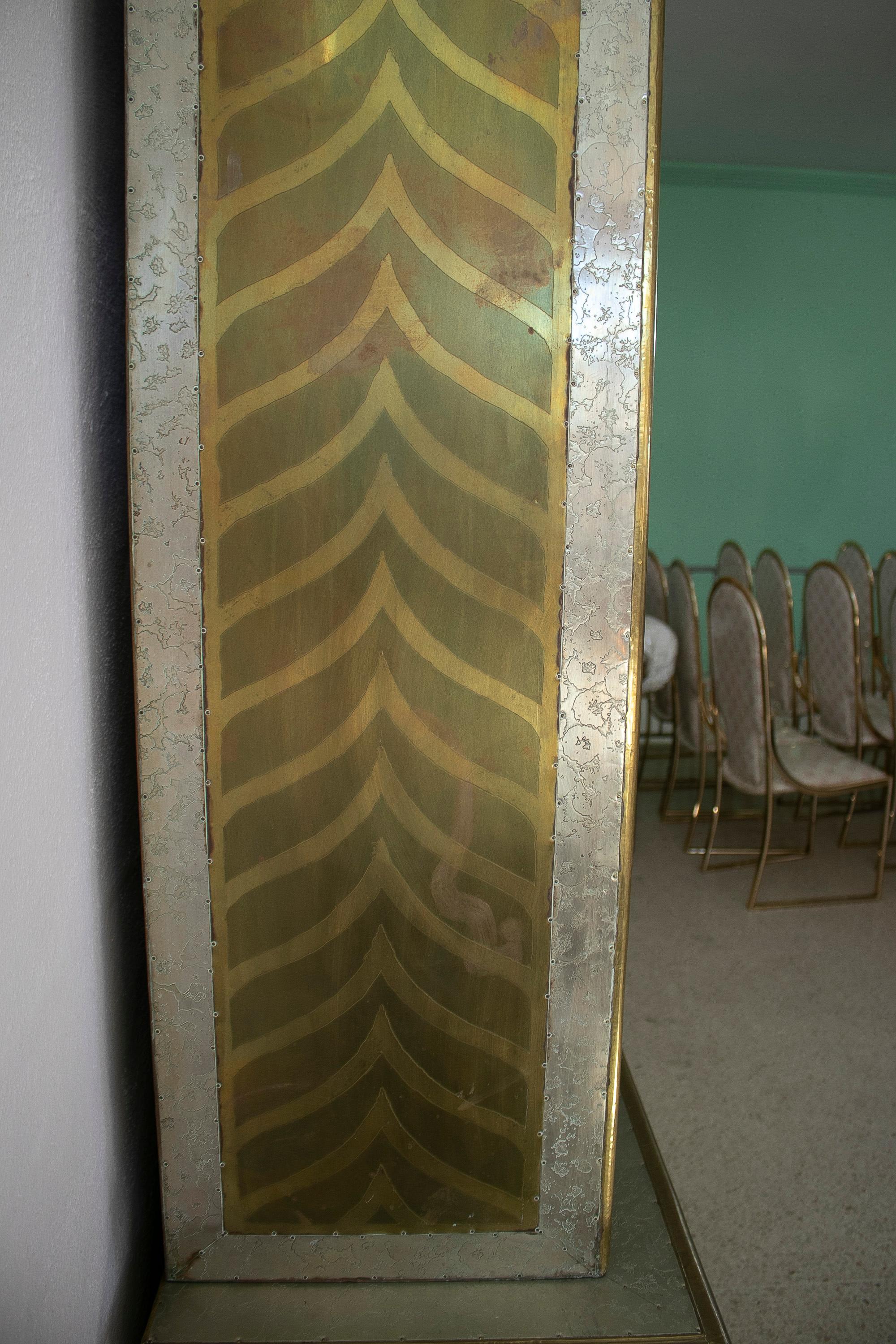 1980s Spanish Handcrafted Two-Tone Bronze Lined Cabinet Signed 