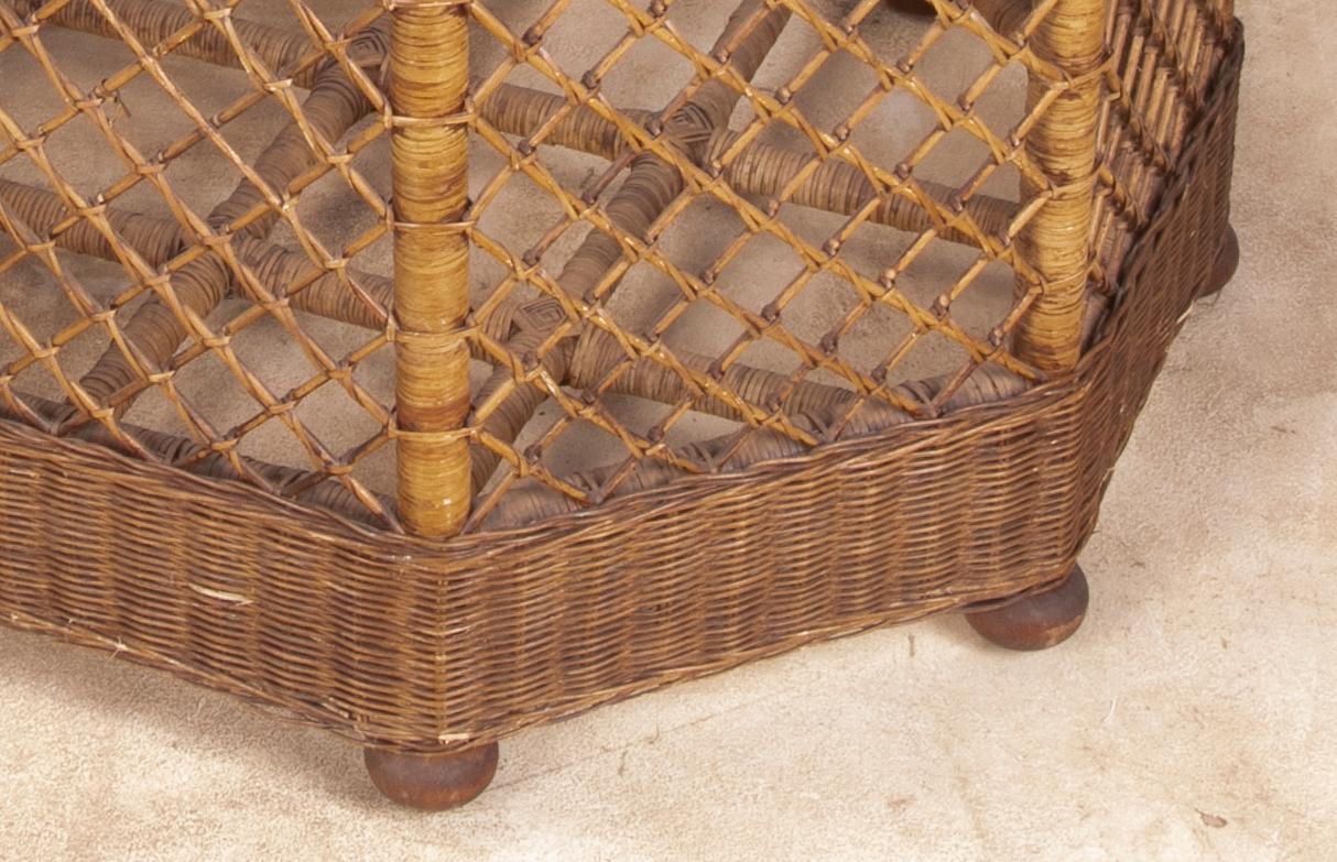 1980s Spanish Handmade Bamboo and Wicker Side Table  For Sale 11