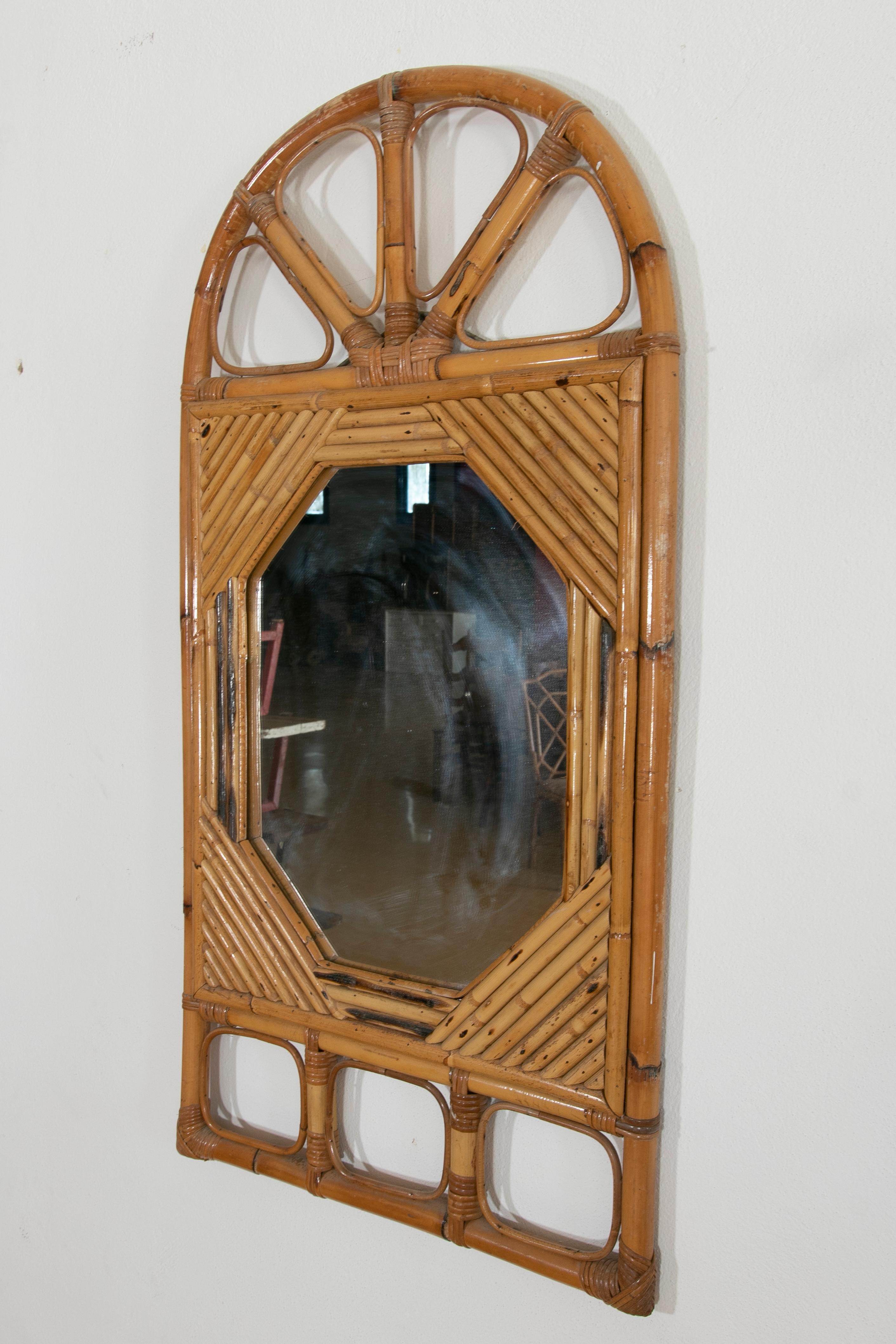 1980s, Spanish Handmade Bamboo Mirror In Good Condition For Sale In Marbella, ES