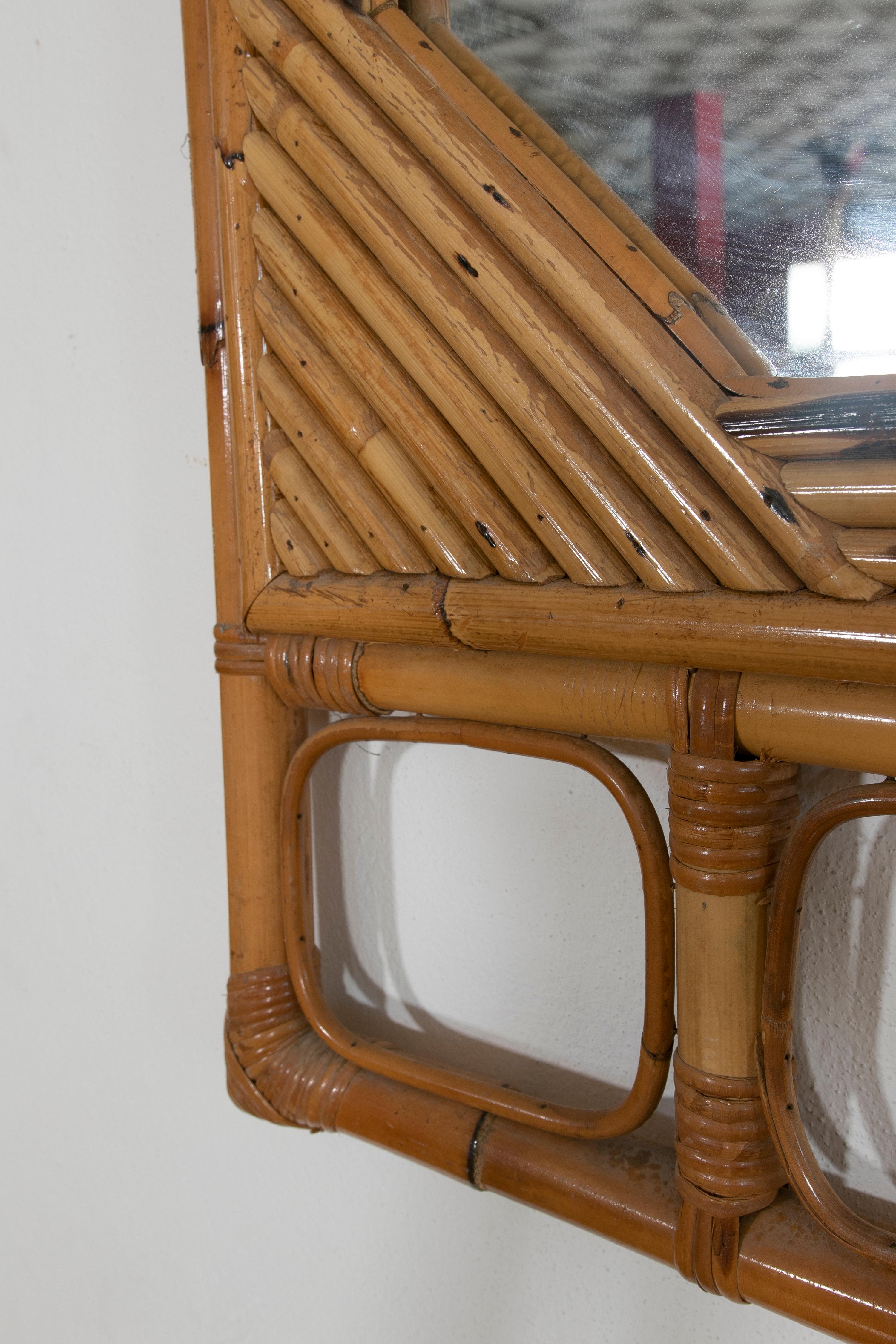 1980s, Spanish Handmade Bamboo Mirror For Sale 2