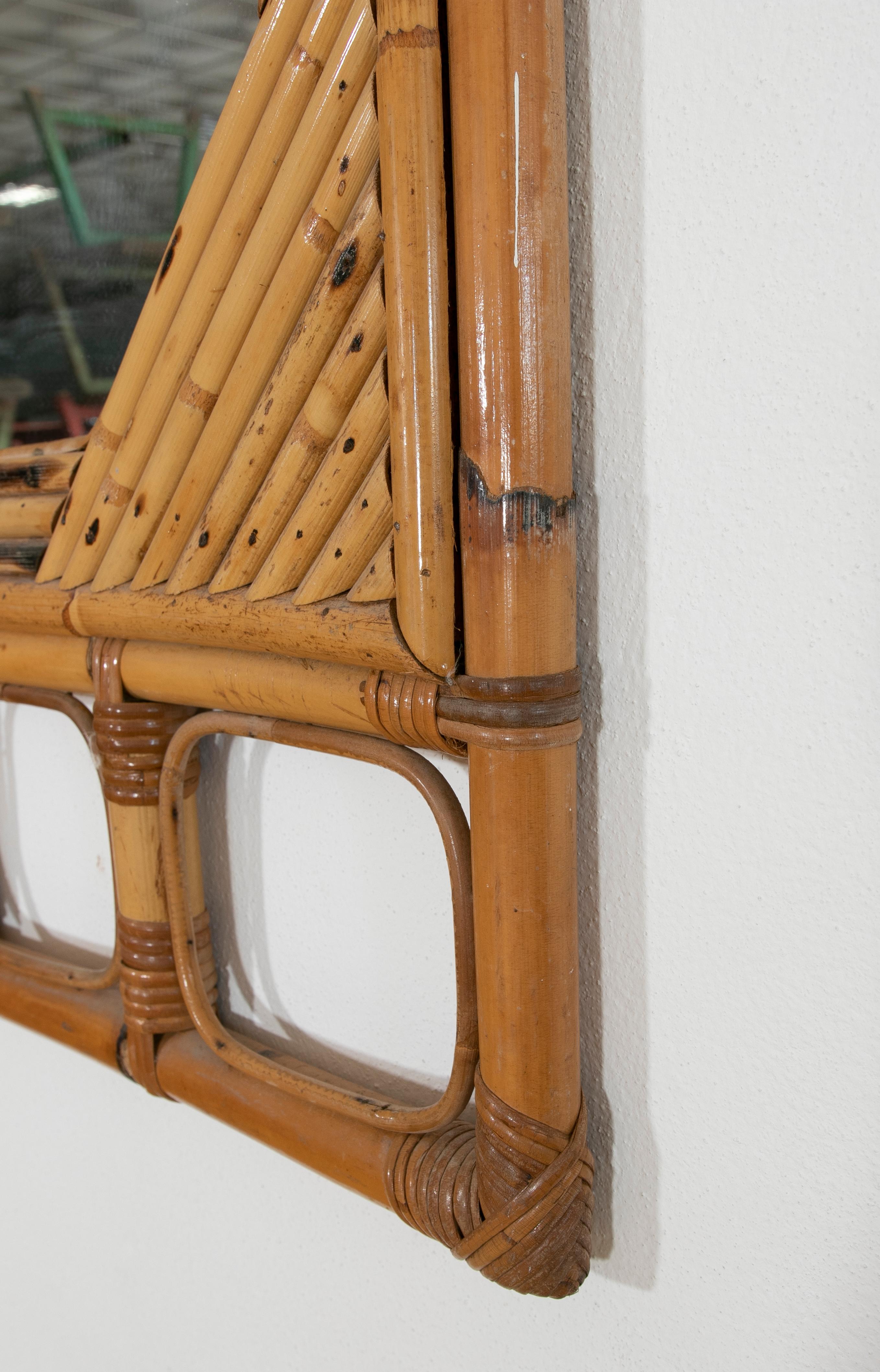 1980s, Spanish Handmade Bamboo Mirror 3