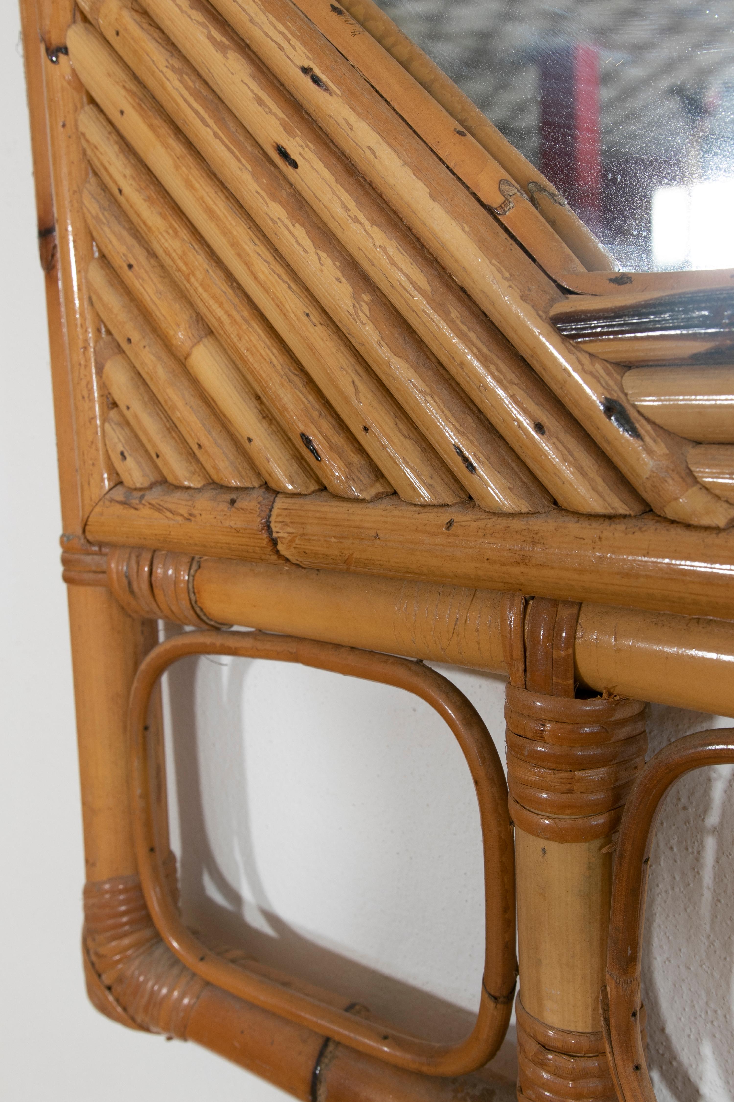 1980s, Spanish Handmade Bamboo Mirror 5