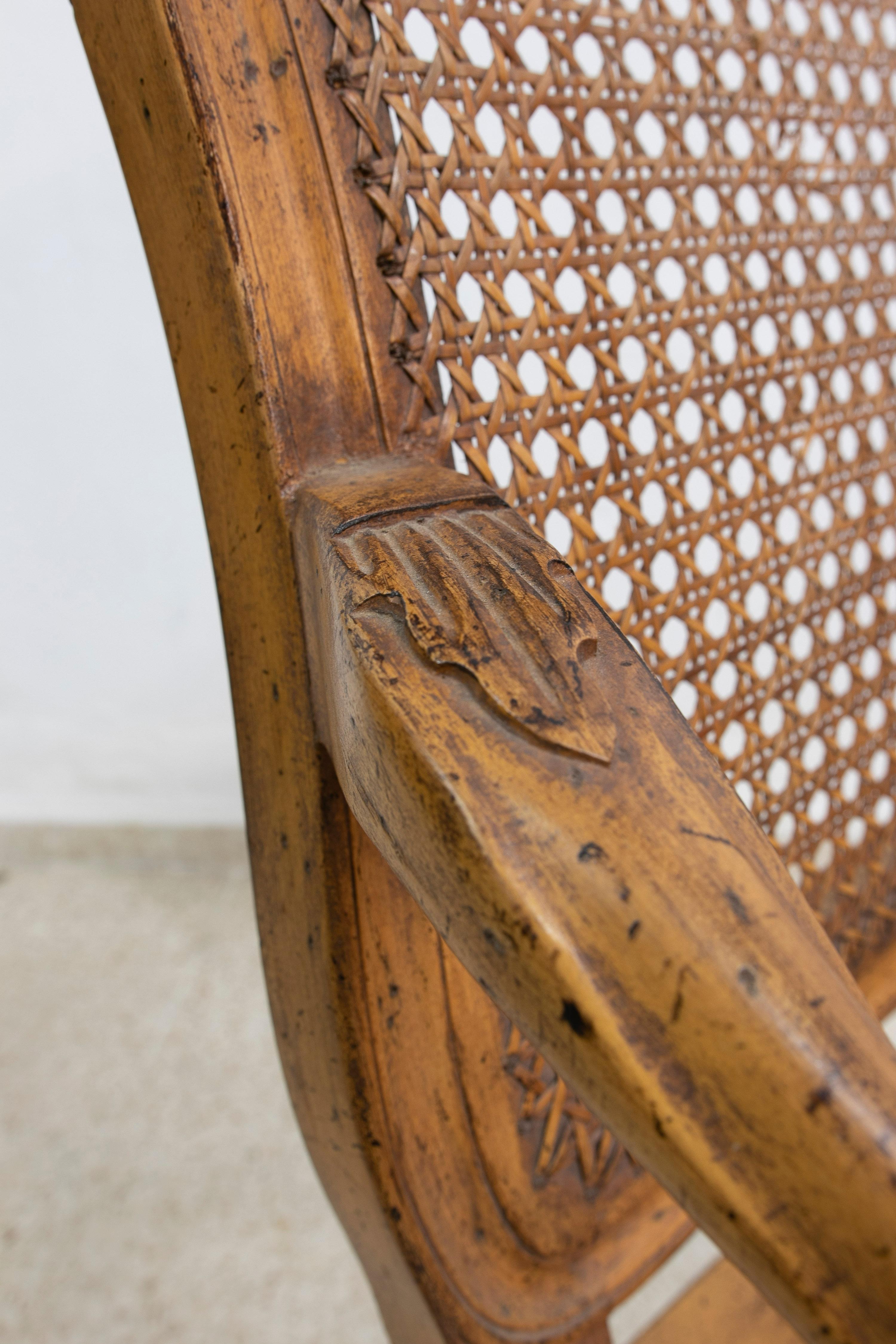 1980s Spanish Handmade Oak Wood & Woven Cane Set of 8-Chairs & 2-Armchairs 8