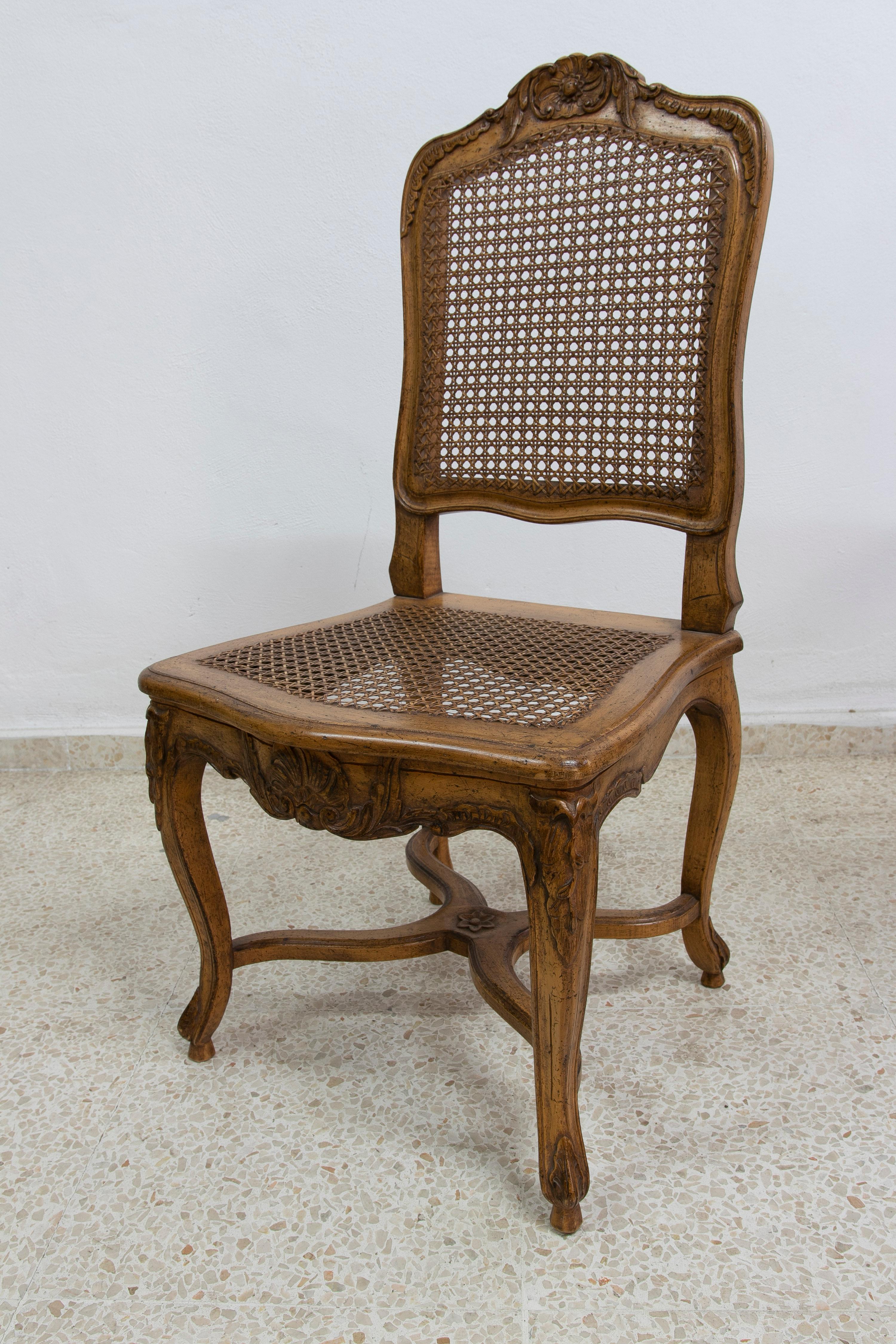 1980s Spanish Handmade Oak Wood & Woven Cane Set of 8-Chairs & 2-Armchairs In Good Condition In Marbella, ES