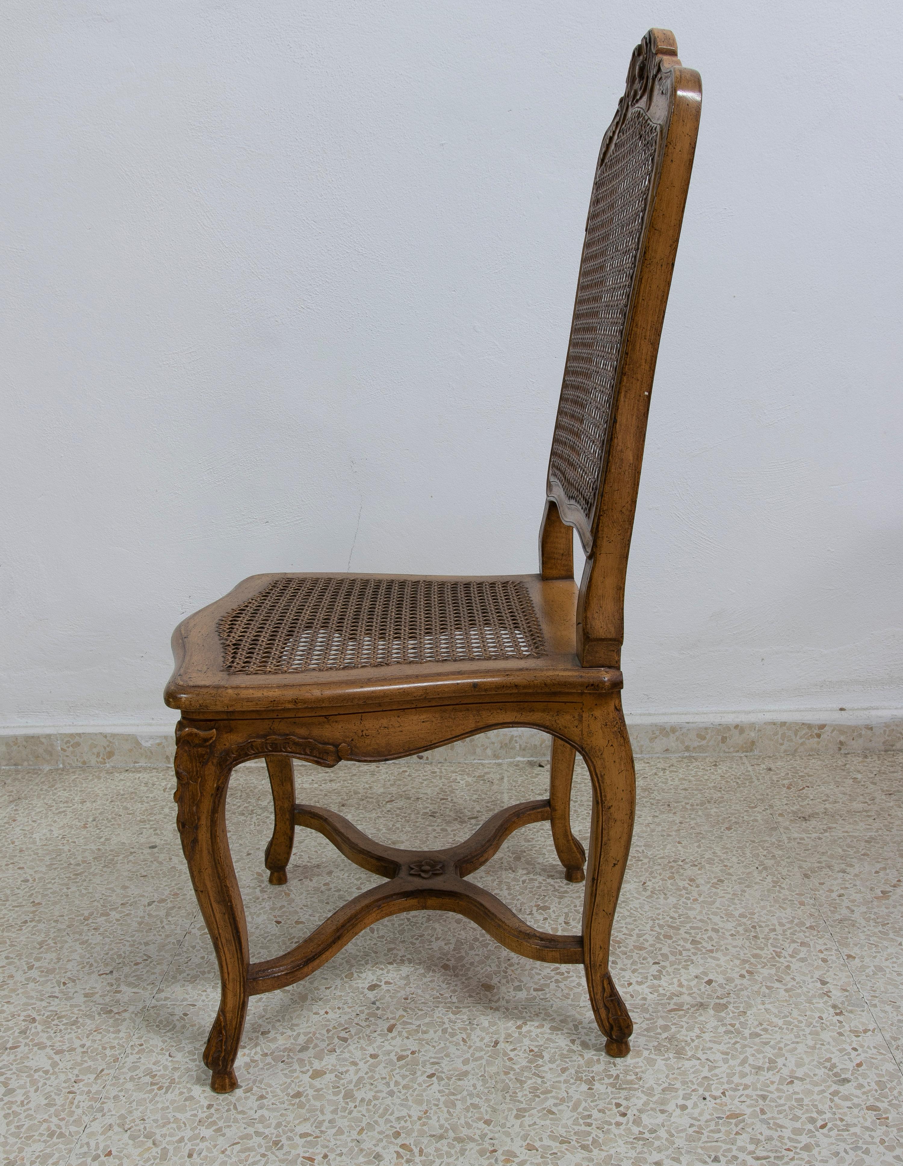 20th Century 1980s Spanish Handmade Oak Wood & Woven Cane Set of 8-Chairs & 2-Armchairs